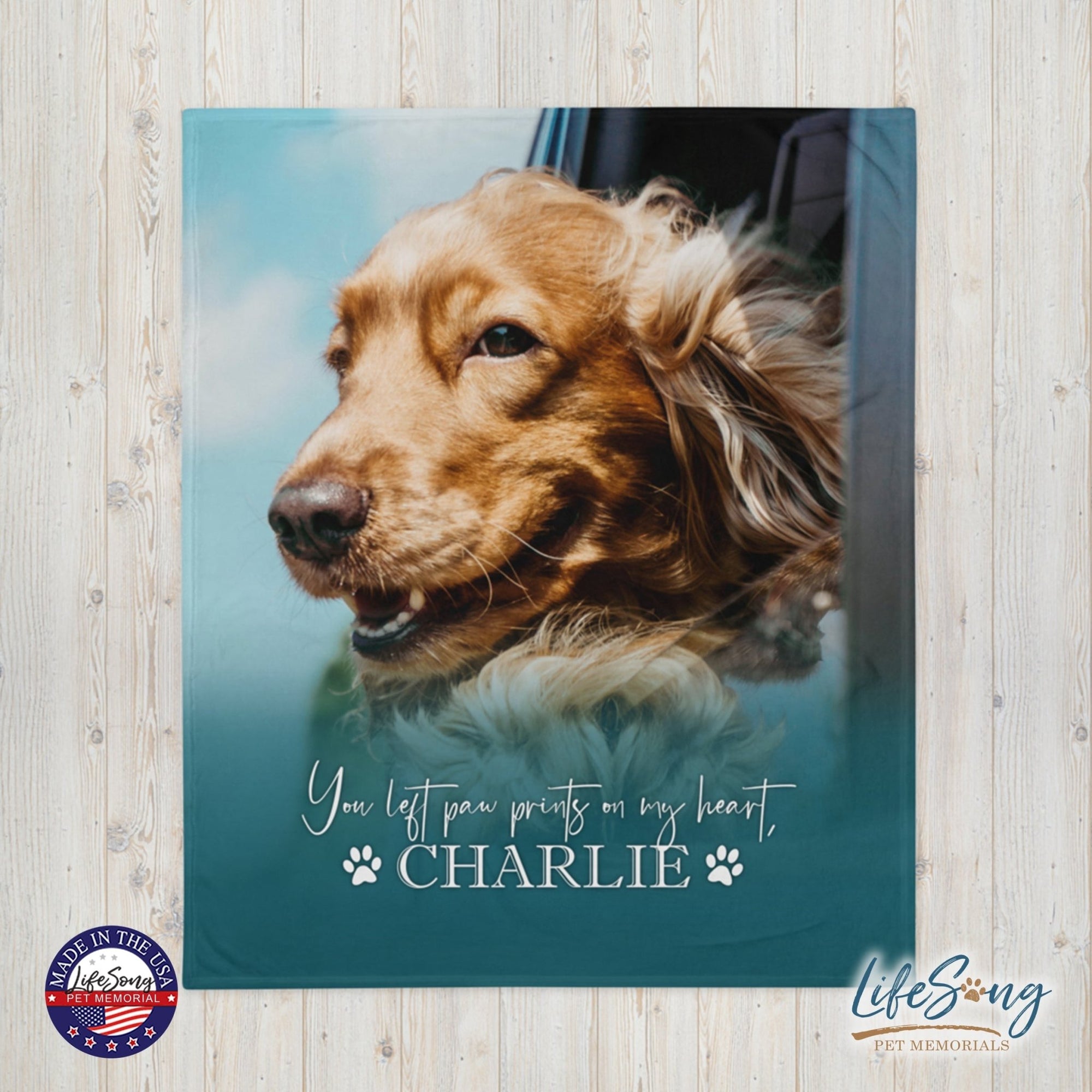 Personalized Pet Memorial Printed Throw Blanket - You Left Paw Prints - LifeSong Milestones