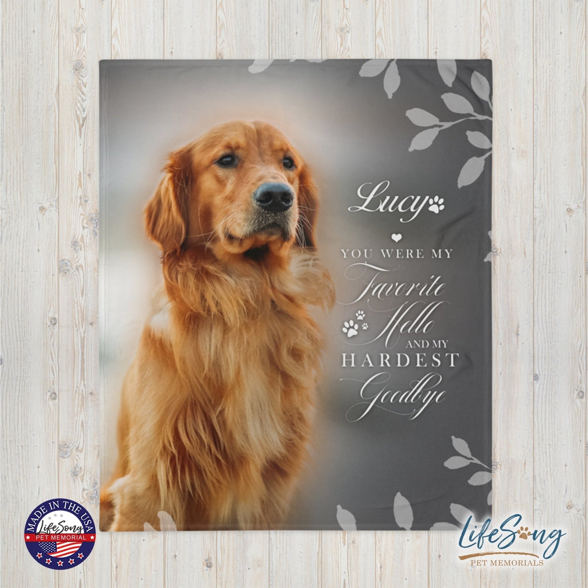 Personalized Pet Memorial Printed Throw Blanket - You Were My Favorite Hello - LifeSong Milestones