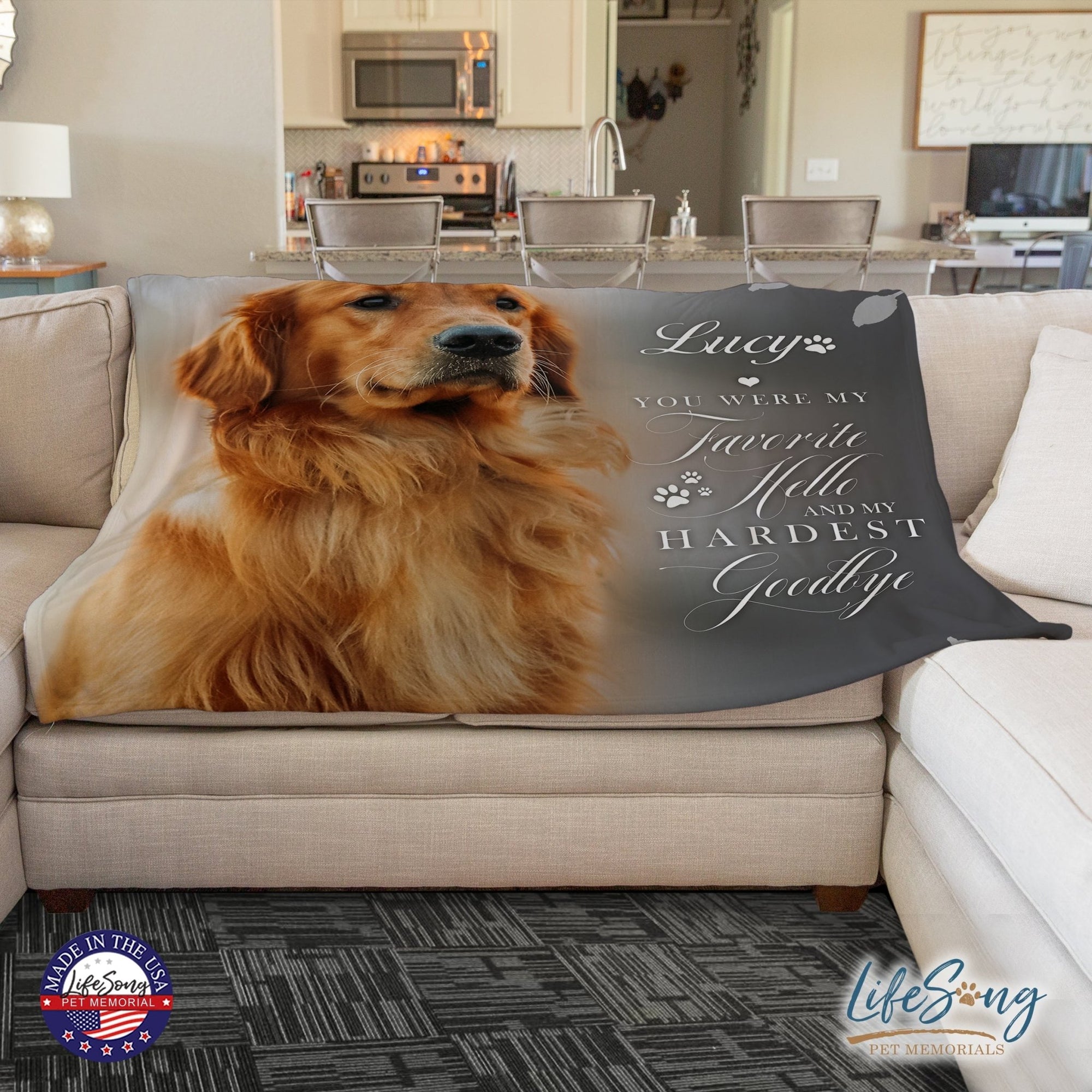 Personalized Pet Memorial Printed Throw Blanket - You Were My Favorite Hello - LifeSong Milestones