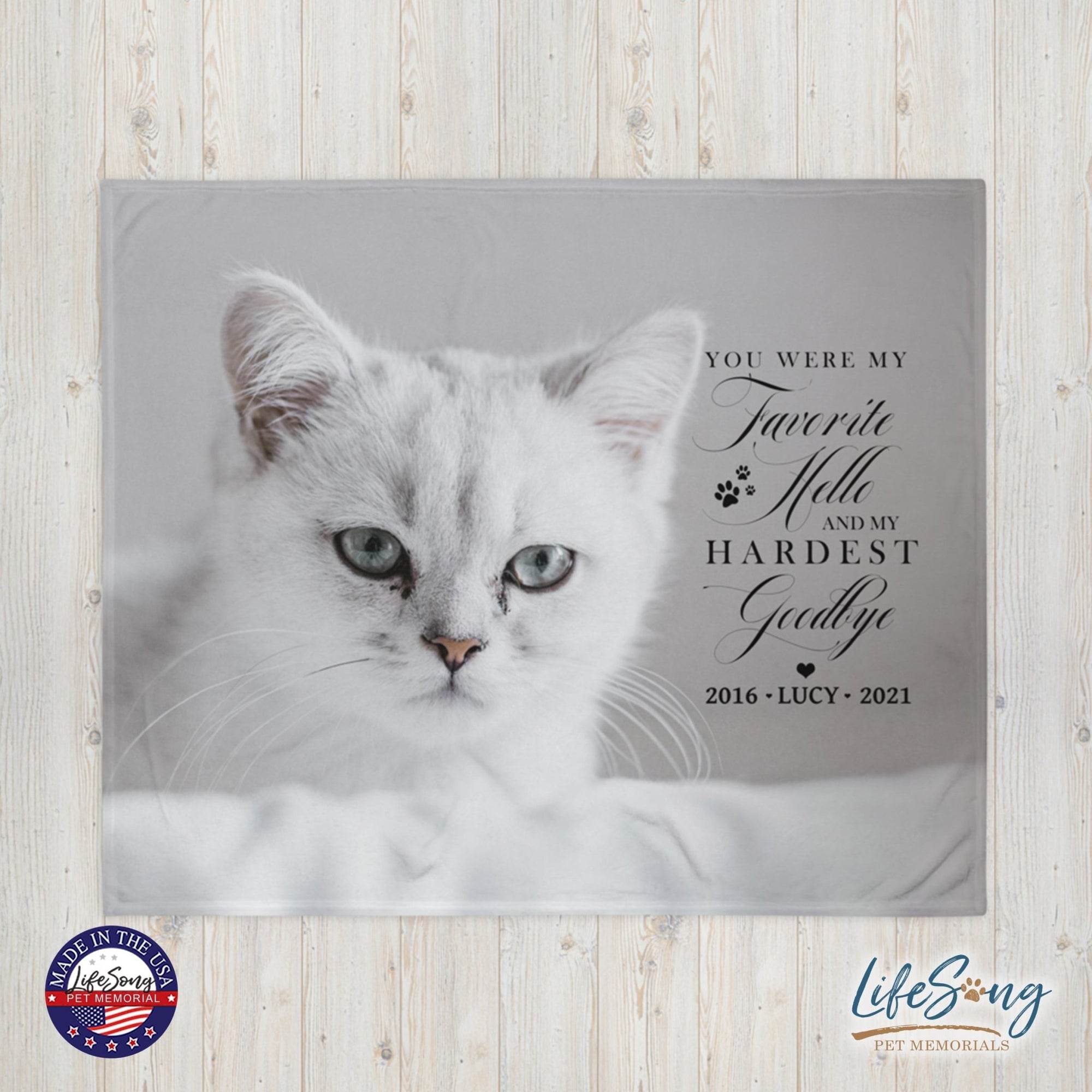 Personalized Pet Memorial Printed Throw Blanket - You Were My Favorite Hello - LifeSong Milestones