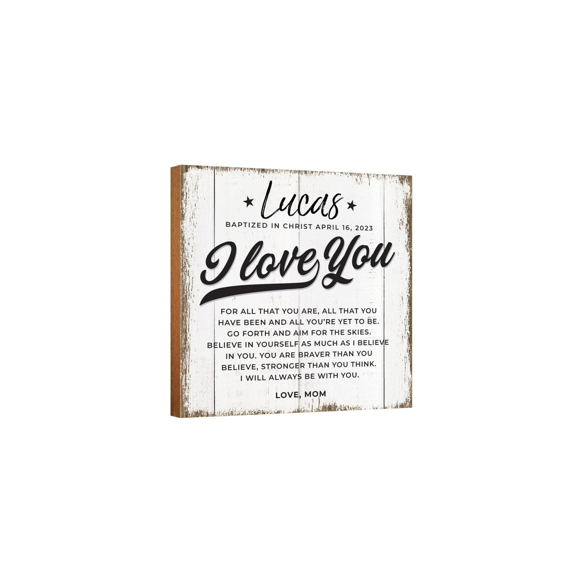 Personalized Rustic Wooden Baseball Shadow Box Shelf Décor With Inspiring Bible Verses - I Love You - LifeSong Milestones