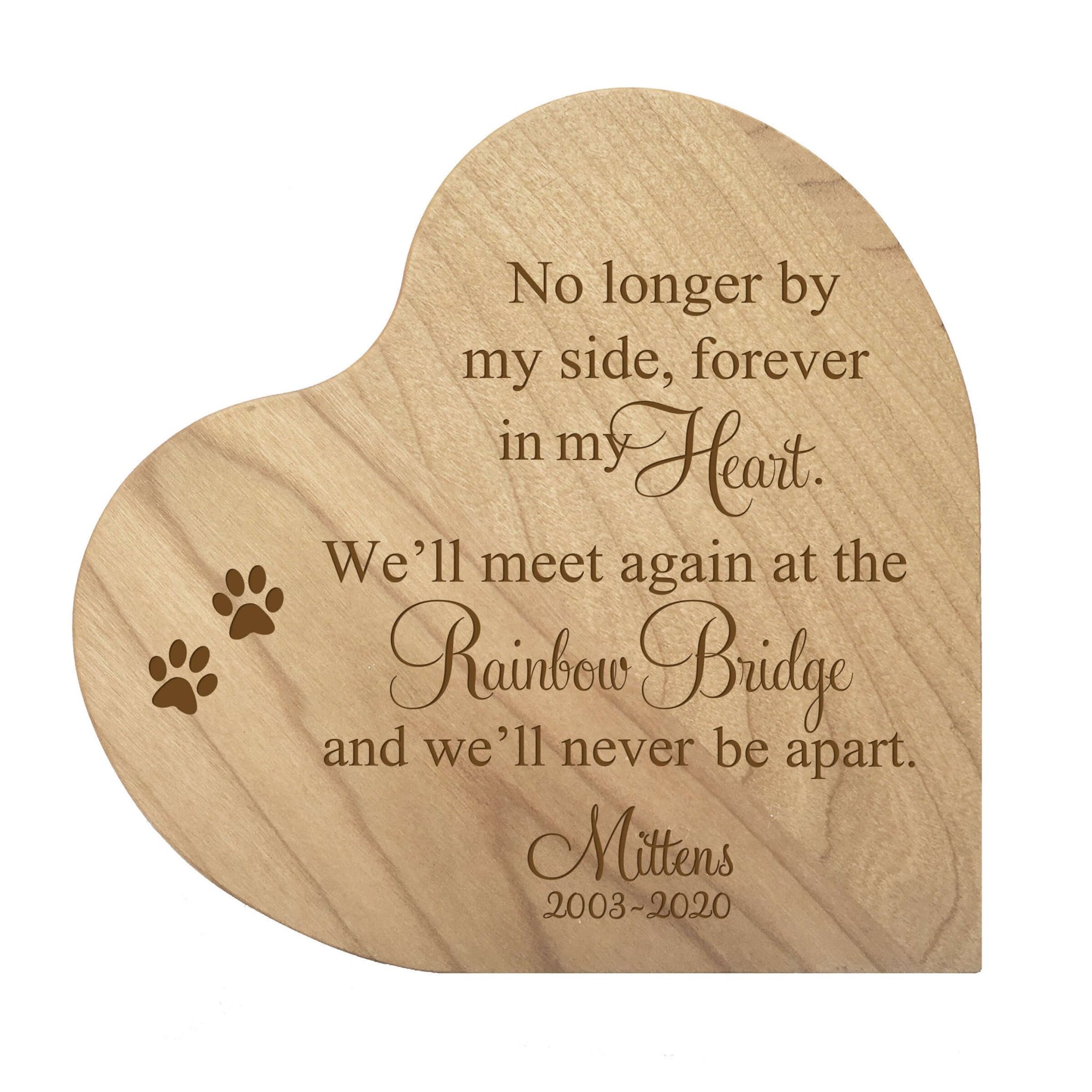 Personalized Small Heart Cremation Urn Keepsake For Pet Ashes - The Rainbow Bridge - LifeSong Milestones