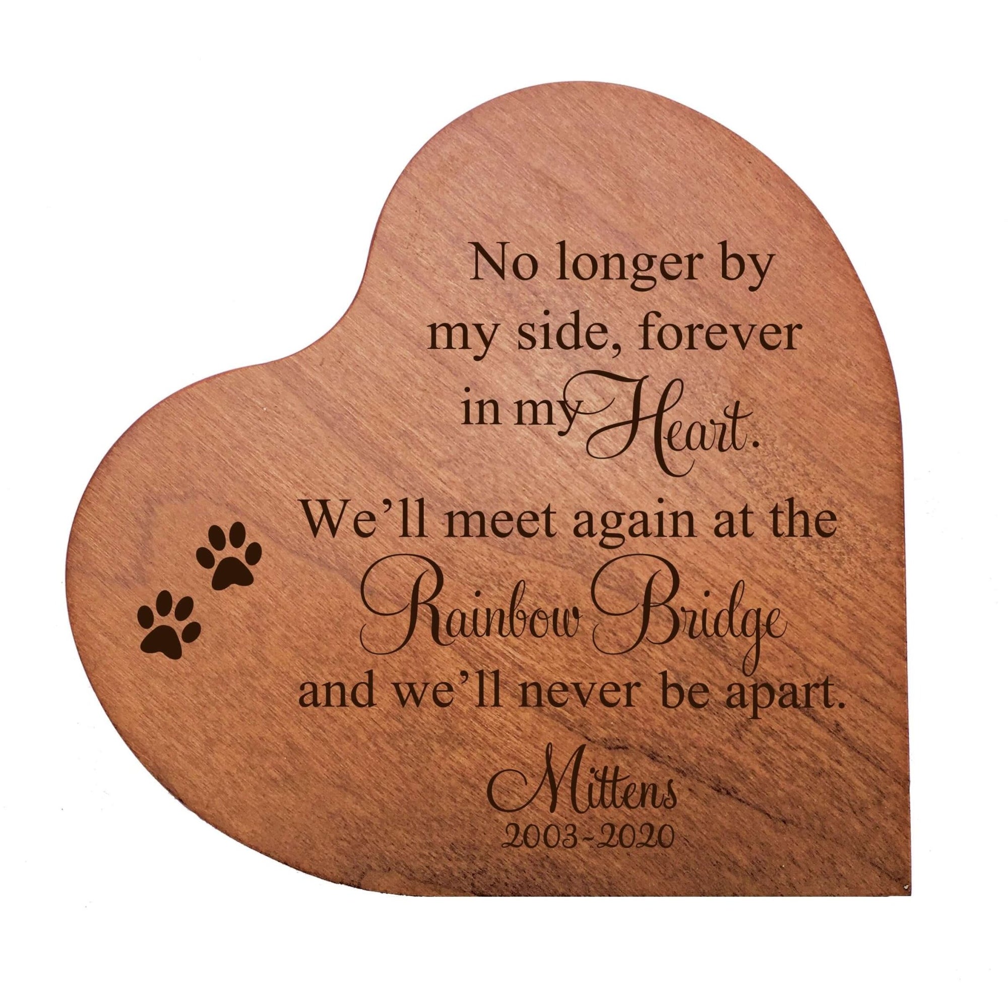 Personalized Small Heart Cremation Urn Keepsake For Pet Ashes - The Rainbow Bridge - LifeSong Milestones