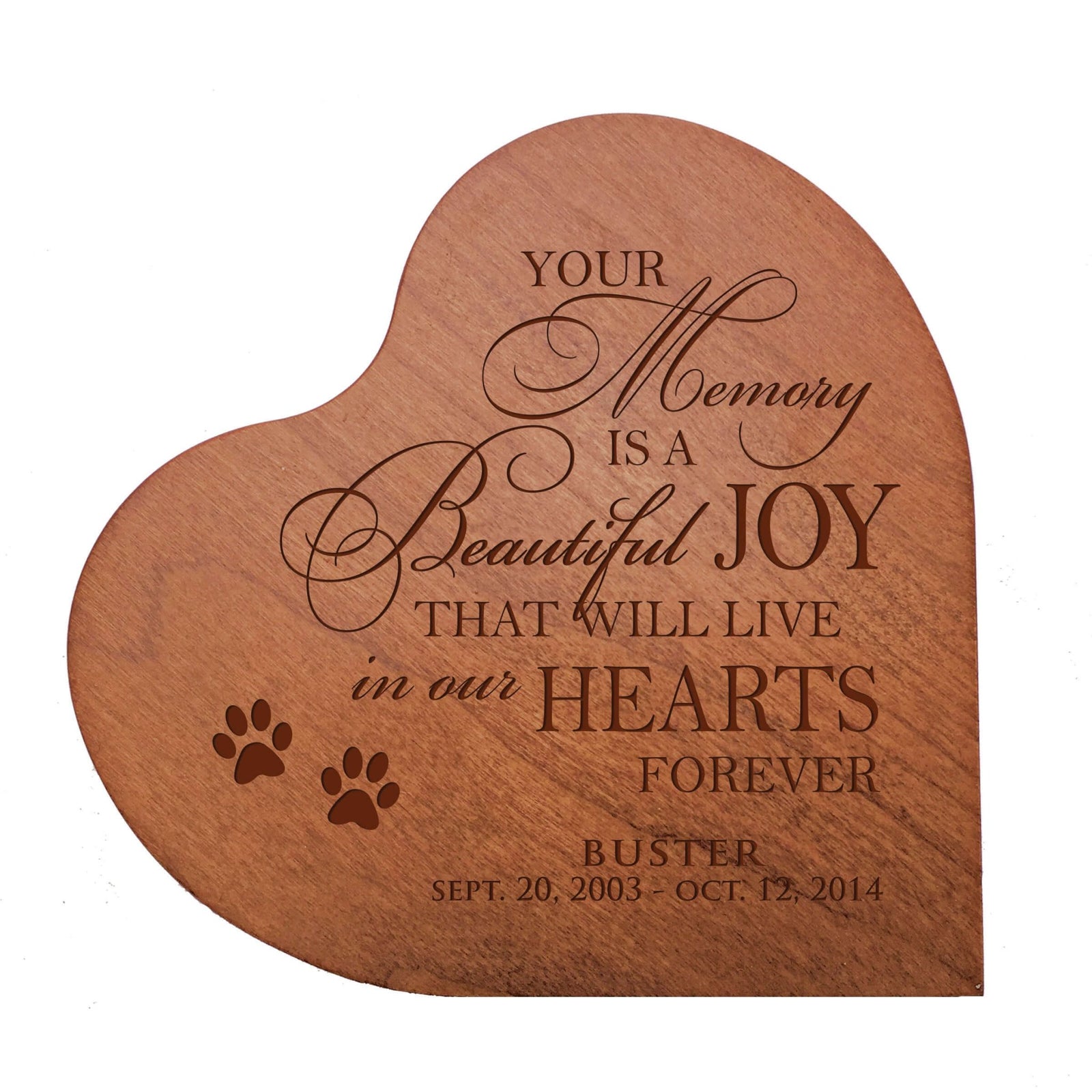 Personalized Dog or Cat Engraved Wooden Heart Shaped Cremation Urn For Pet Ashes