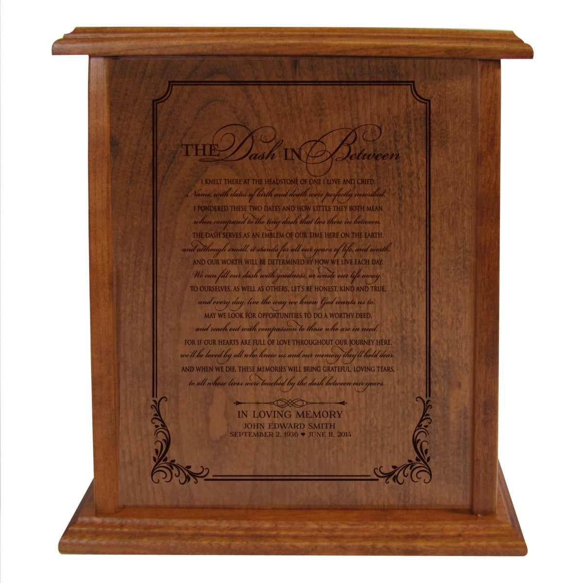 Personalized Vertical Cherry Urn - Dash in Between - LifeSong Milestones