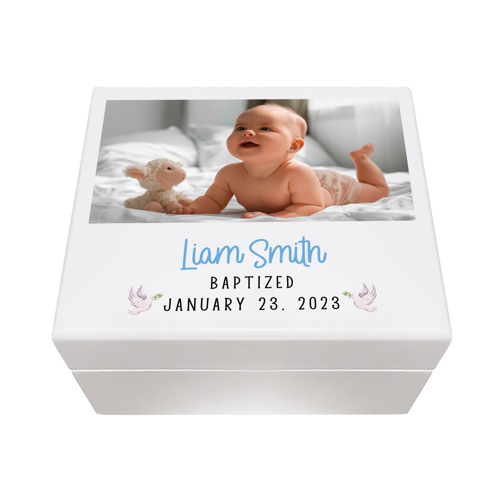 Personalized Wooden Keepsake Box for Baby Boy Girl| Baptism Baby Dedication Birthday Jewelry Keepsake Box - LifeSong Milestones