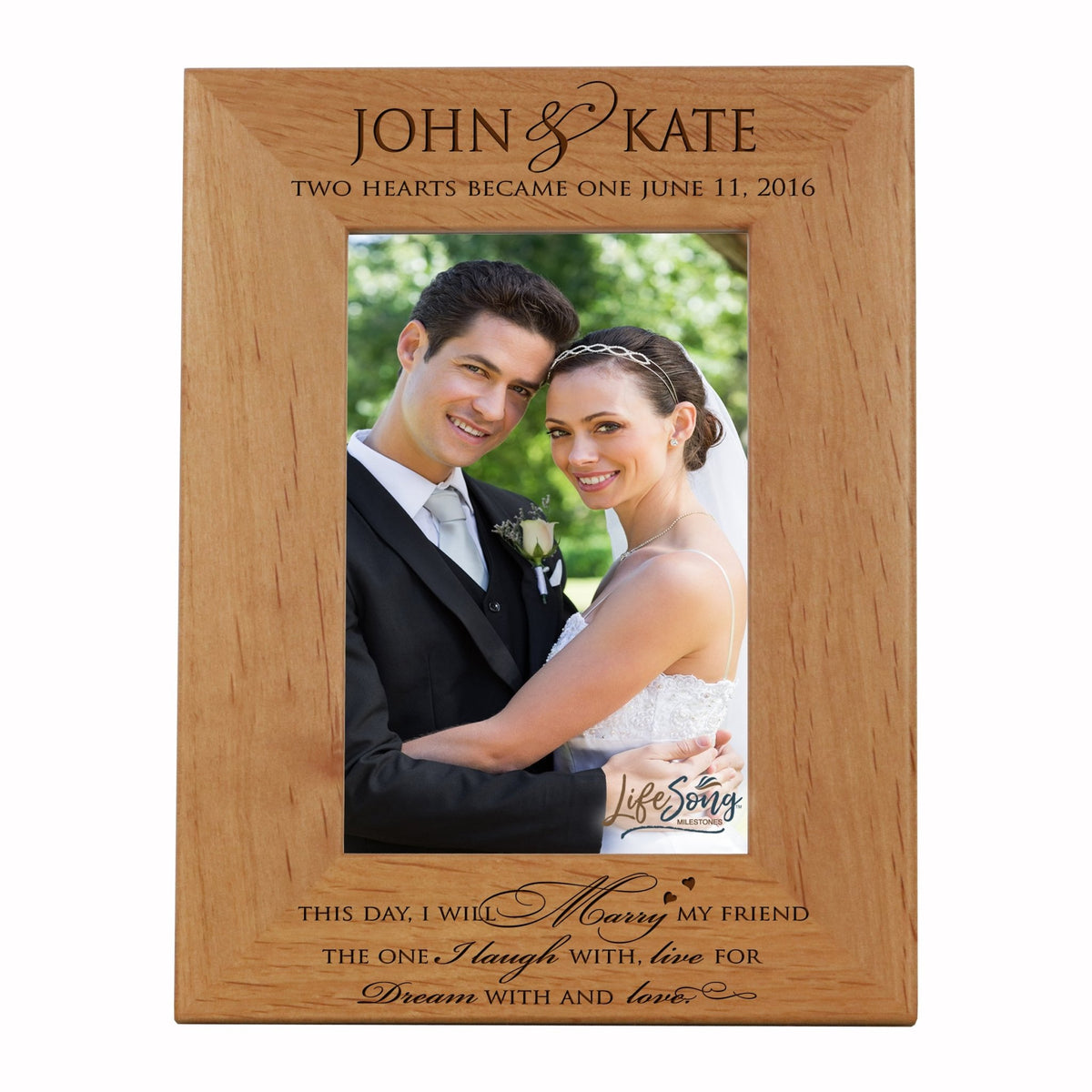 Personalized Wooden Marriage Picture Frames - This Day Vertical - LifeSong Milestones