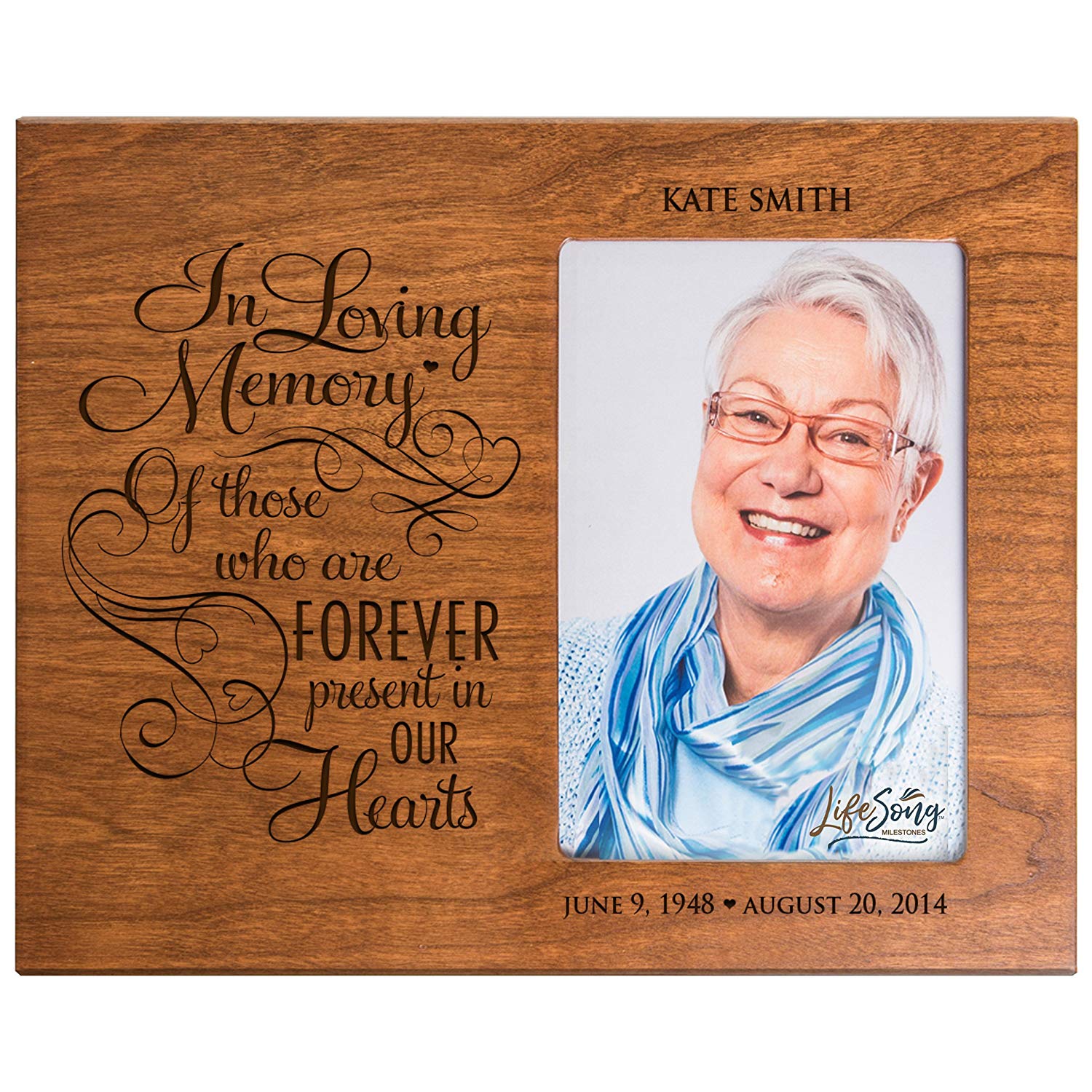 Personalized Wooden Memorial 8x10 Picture Frame holds 4x6 photo In Loving Memory - LifeSong Milestones