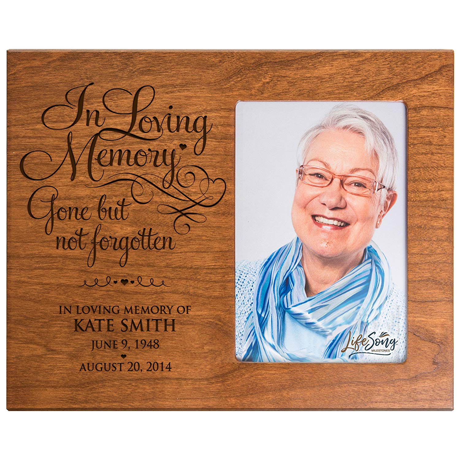 Personalized Wooden Memorial 8x10 Picture Frame holds 4x6 photo In Loving Memory - LifeSong Milestones