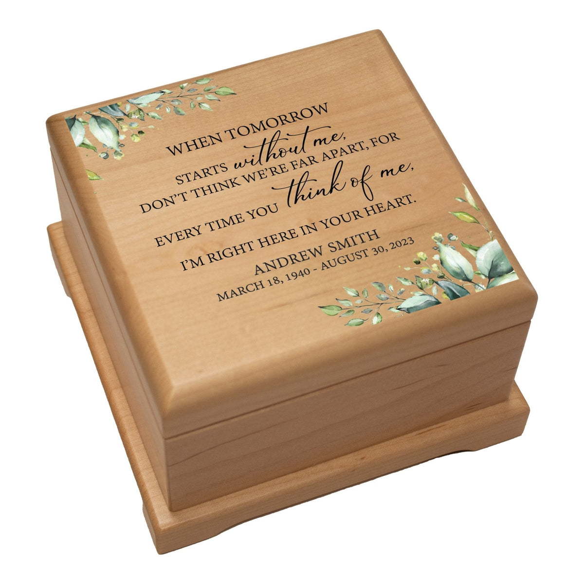 Personalized Wooden Memorial Cremation Keepsake Decorative Urn Box In Various Verses - LifeSong Milestones