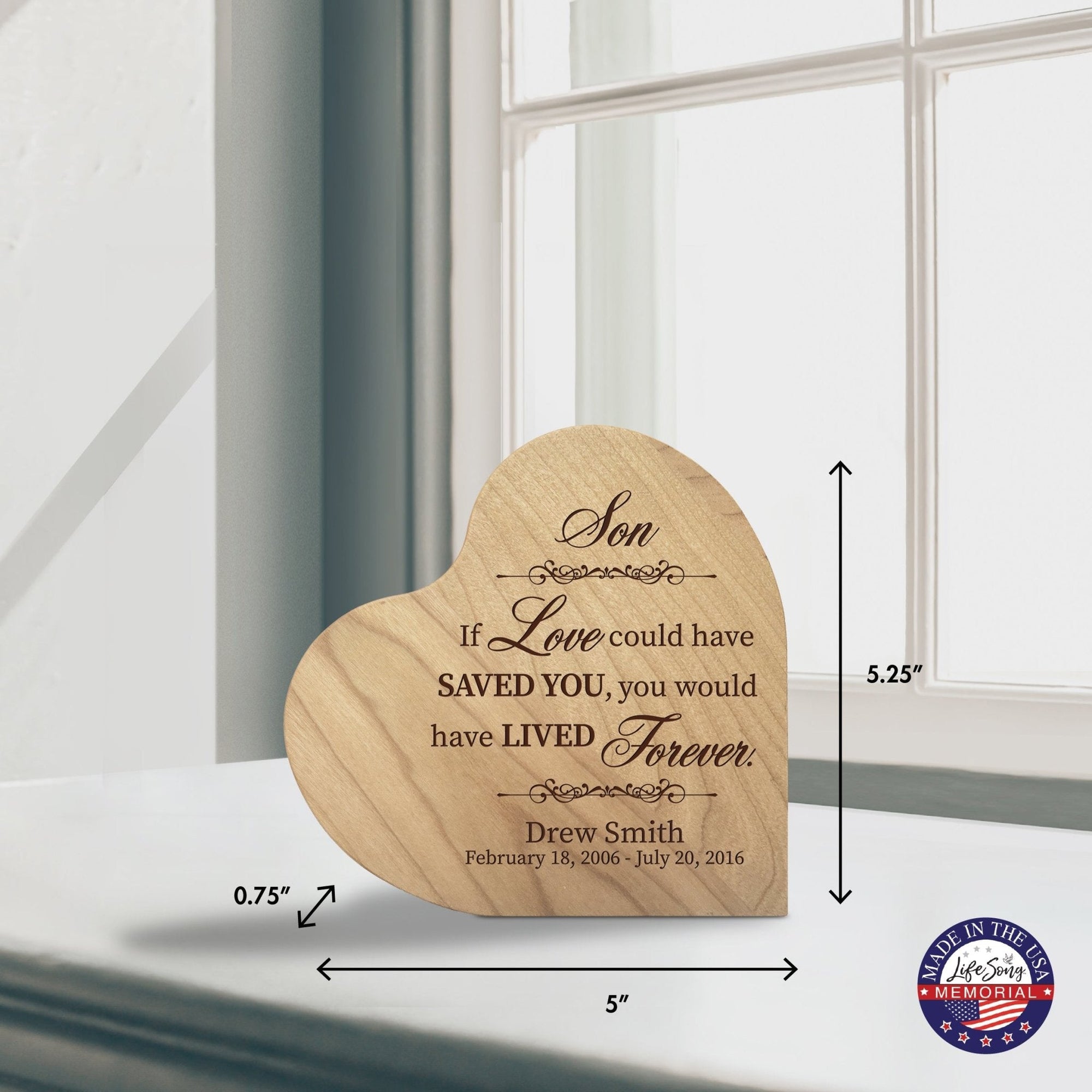 Personalized Wooden Memorial Heart Shaped Tabletop Sign - If Love Could Have Saved You - LifeSong Milestones