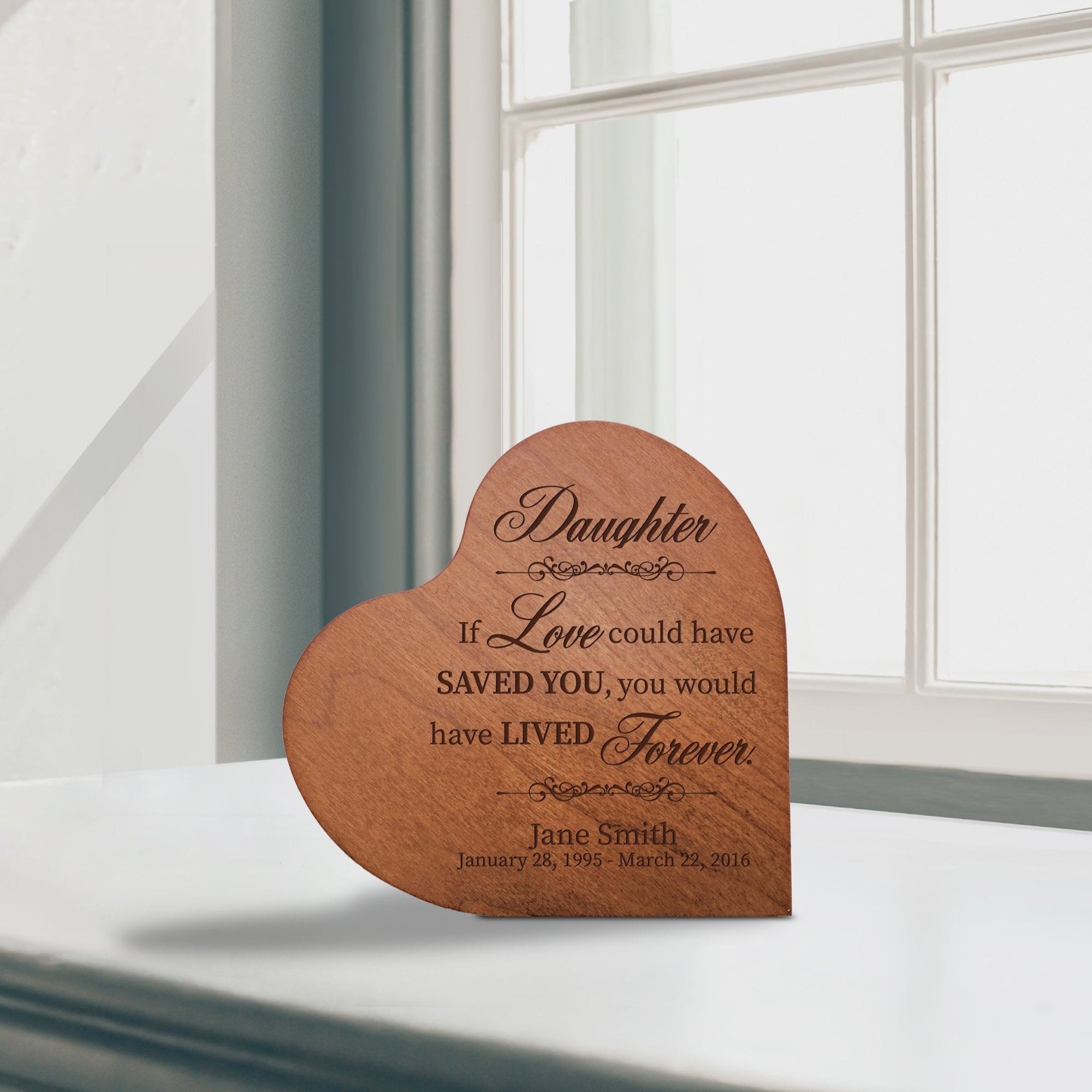 Personalized Wooden Memorial Heart Shaped Tabletop Sign - If Love Could Have Saved You - LifeSong Milestones