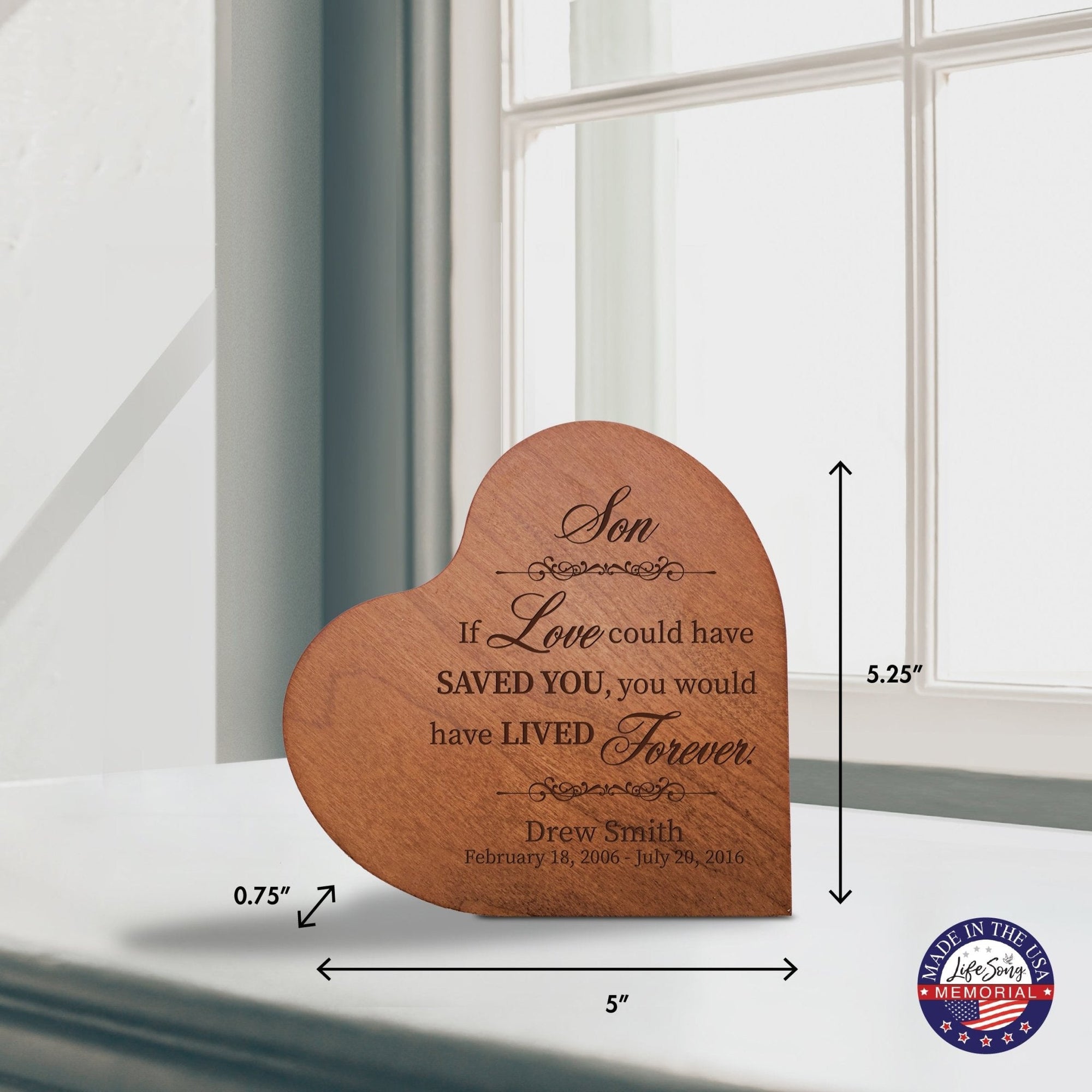 Personalized Wooden Memorial Heart Shaped Tabletop Sign - If Love Could Have Saved You - LifeSong Milestones