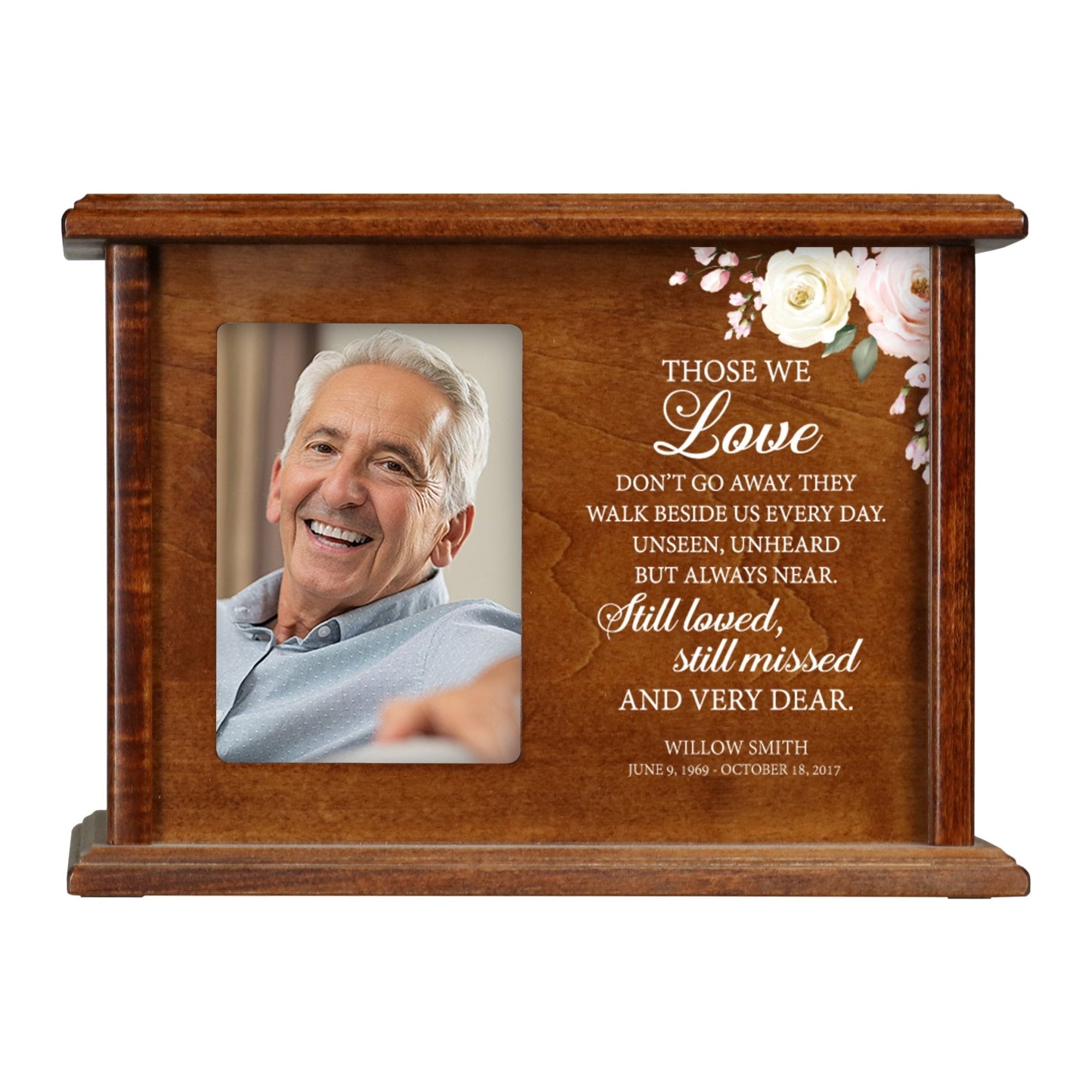 Personalized Wooden Memorial Photo Cremation Urn Box for Human Ashes - LifeSong Milestones