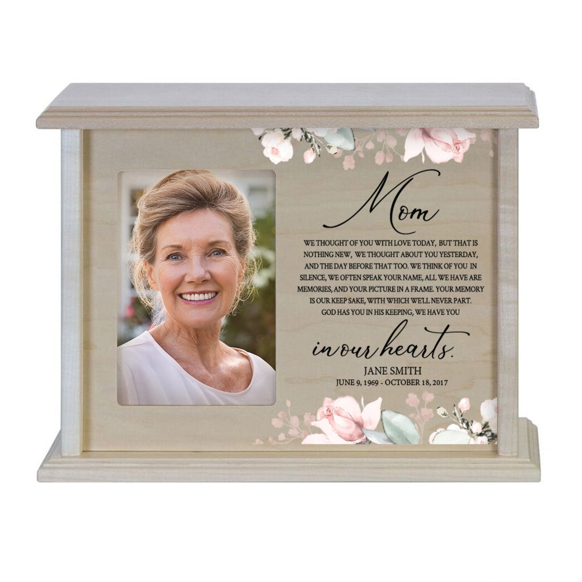 Personalized Wooden Memorial Photo Cremation Urn Box for Human Ashes - LifeSong Milestones