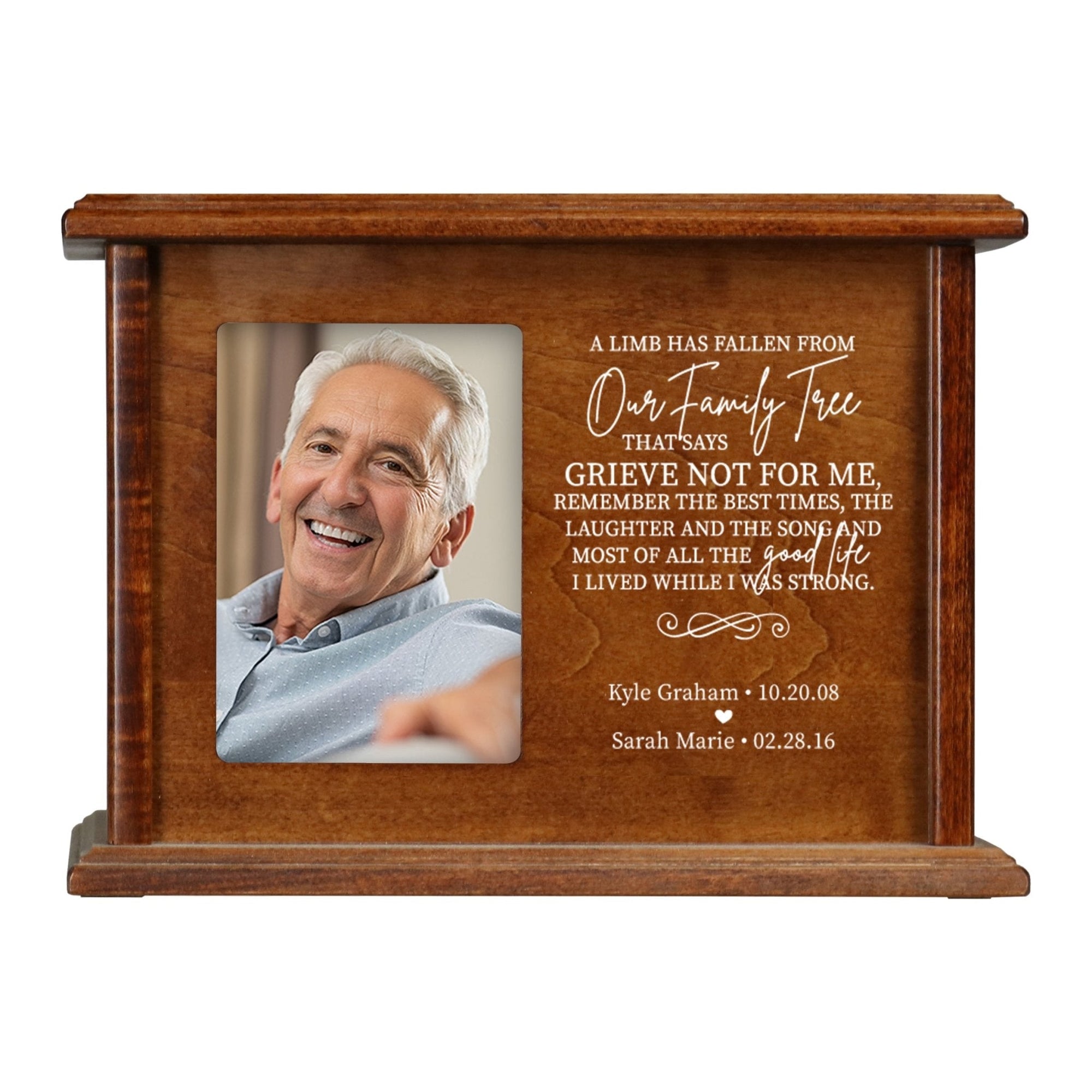 Personalized Wooden Memorial Photo Cremation Urn Box for Human Ashes - LifeSong Milestones