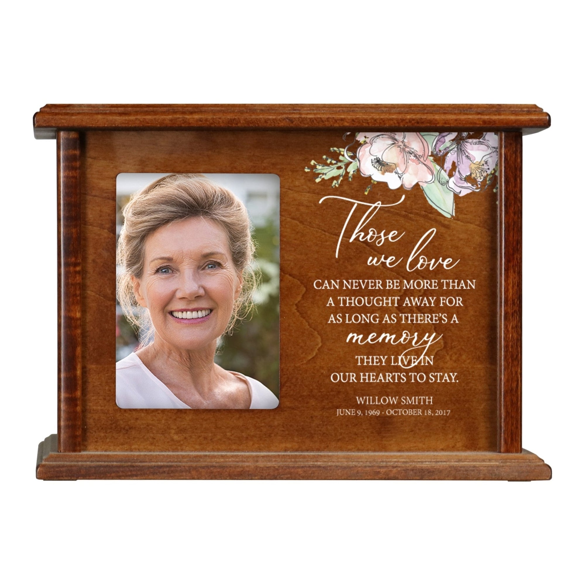 Personalized Wooden Memorial Photo Cremation Urn Box for Human Ashes - LifeSong Milestones