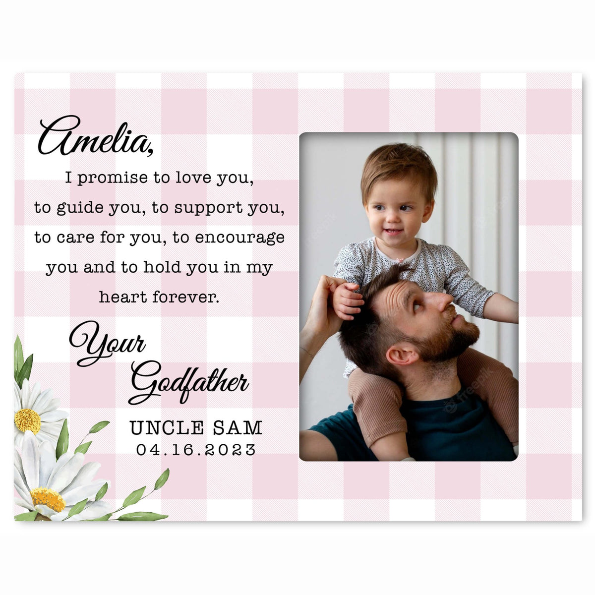 Personalized Wooden Picture Frame for Goddaughter - LifeSong Milestones