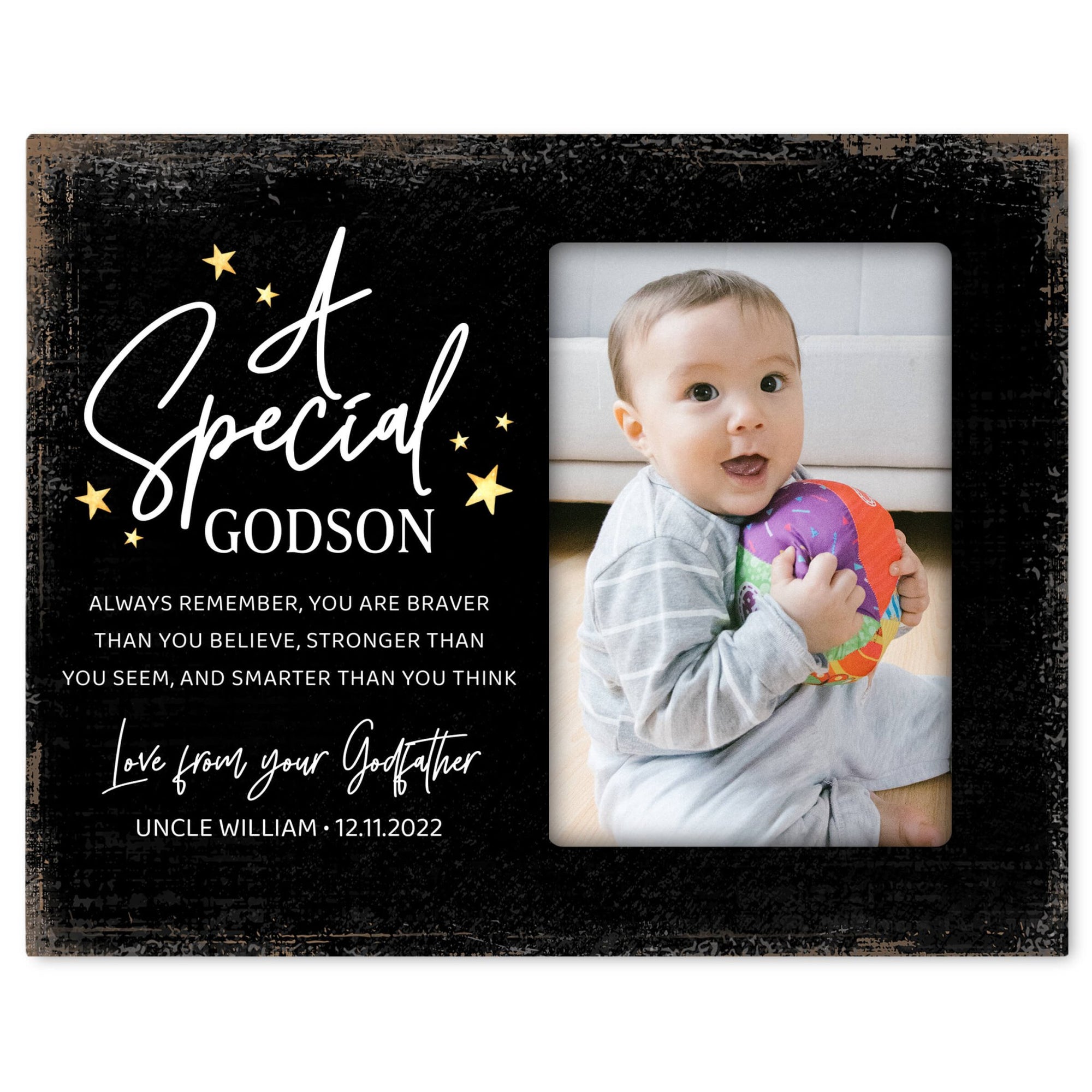 Personalized Wooden Picture Frame for Godson - LifeSong Milestones