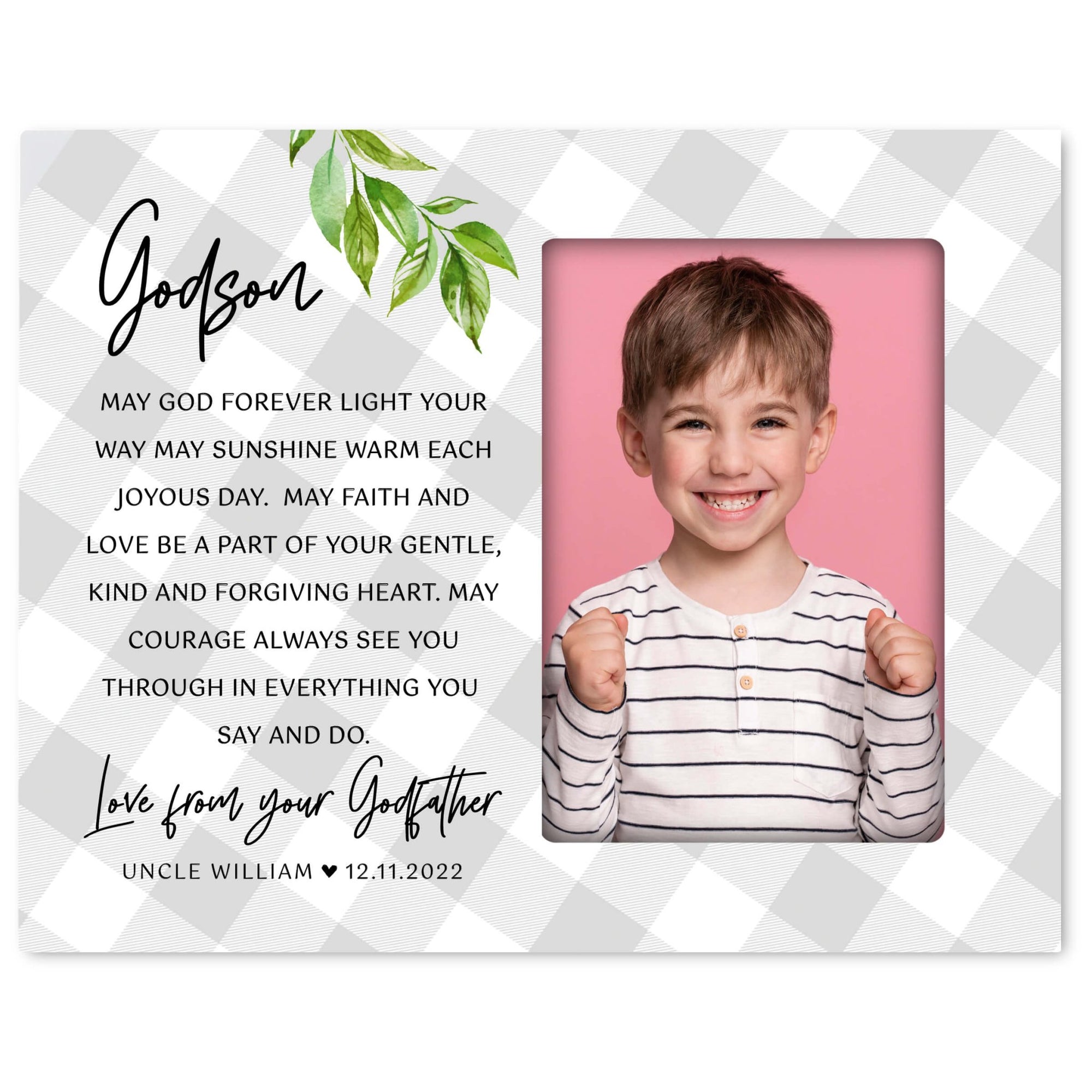 Personalized Wooden Picture Frame for Godson - LifeSong Milestones