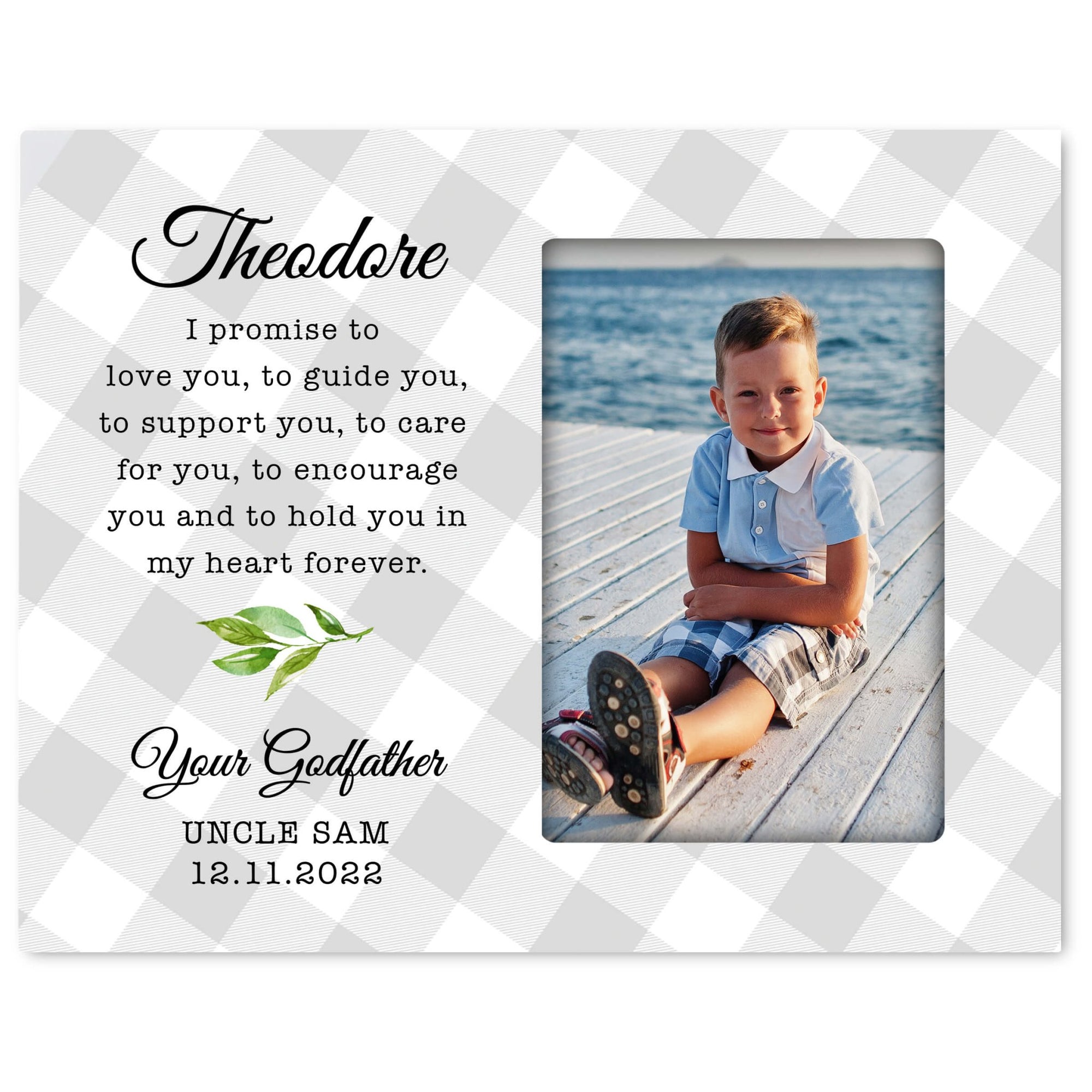 Personalized Wooden Picture Frame for Godson - LifeSong Milestones