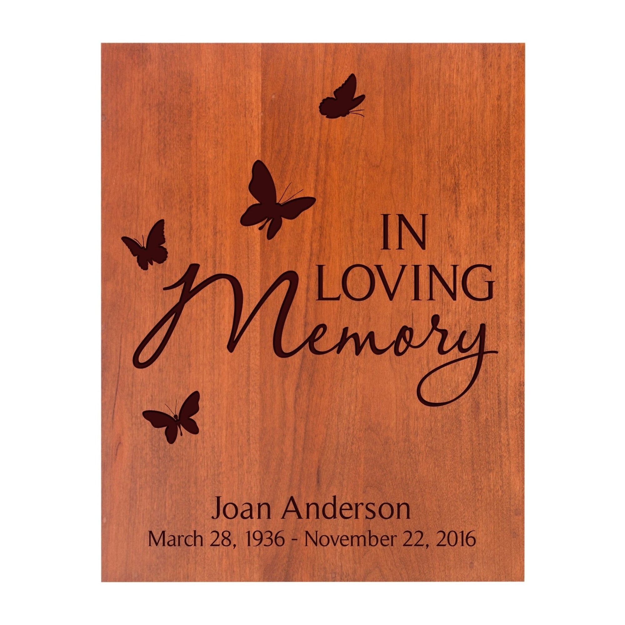 Personalized Wooden Scattering Urn for Adult Human Ashes holds 184 cu in In Loving Memory (butterfly) - LifeSong Milestones