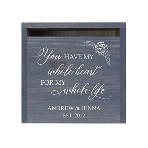 Personalized You Have My Whole Heart Wedding Card Box - Front Slot - LifeSong Milestones