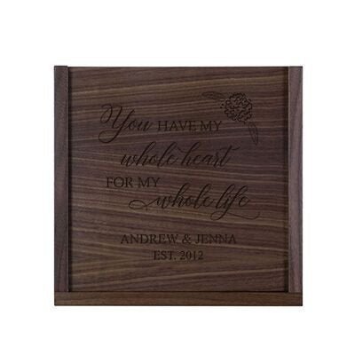 Personalized You Have My Whole Heart Wooden Wedding Card Box with Sliding Top - LifeSong Milestones