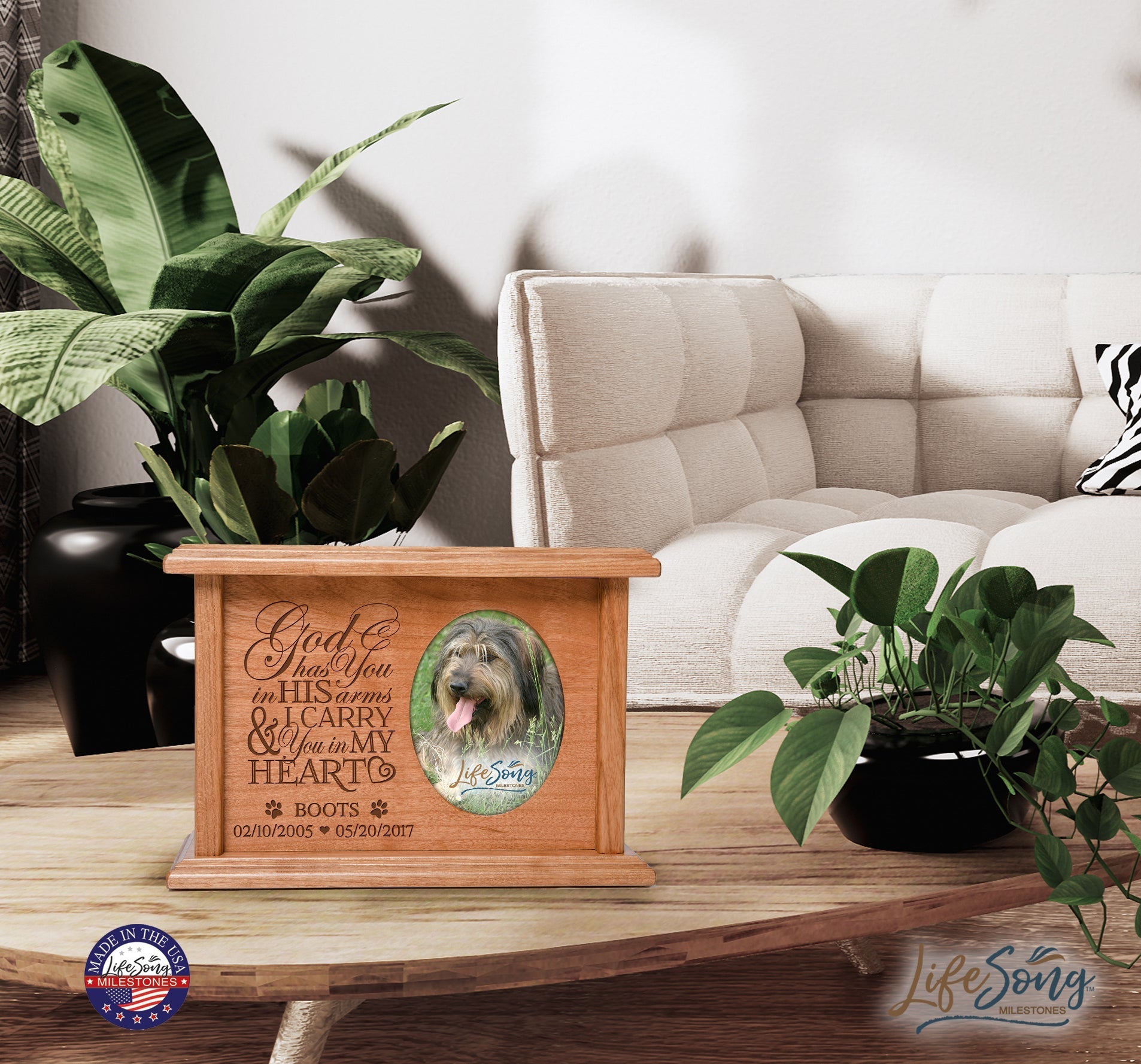 Custom Engraved Pet Cremation Urn with Photo Frame 