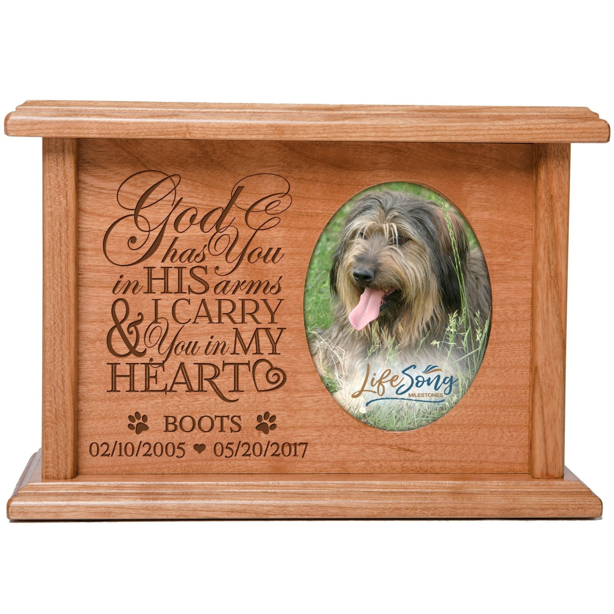 Custom Engraved Pet Cremation Urn with Photo Frame 