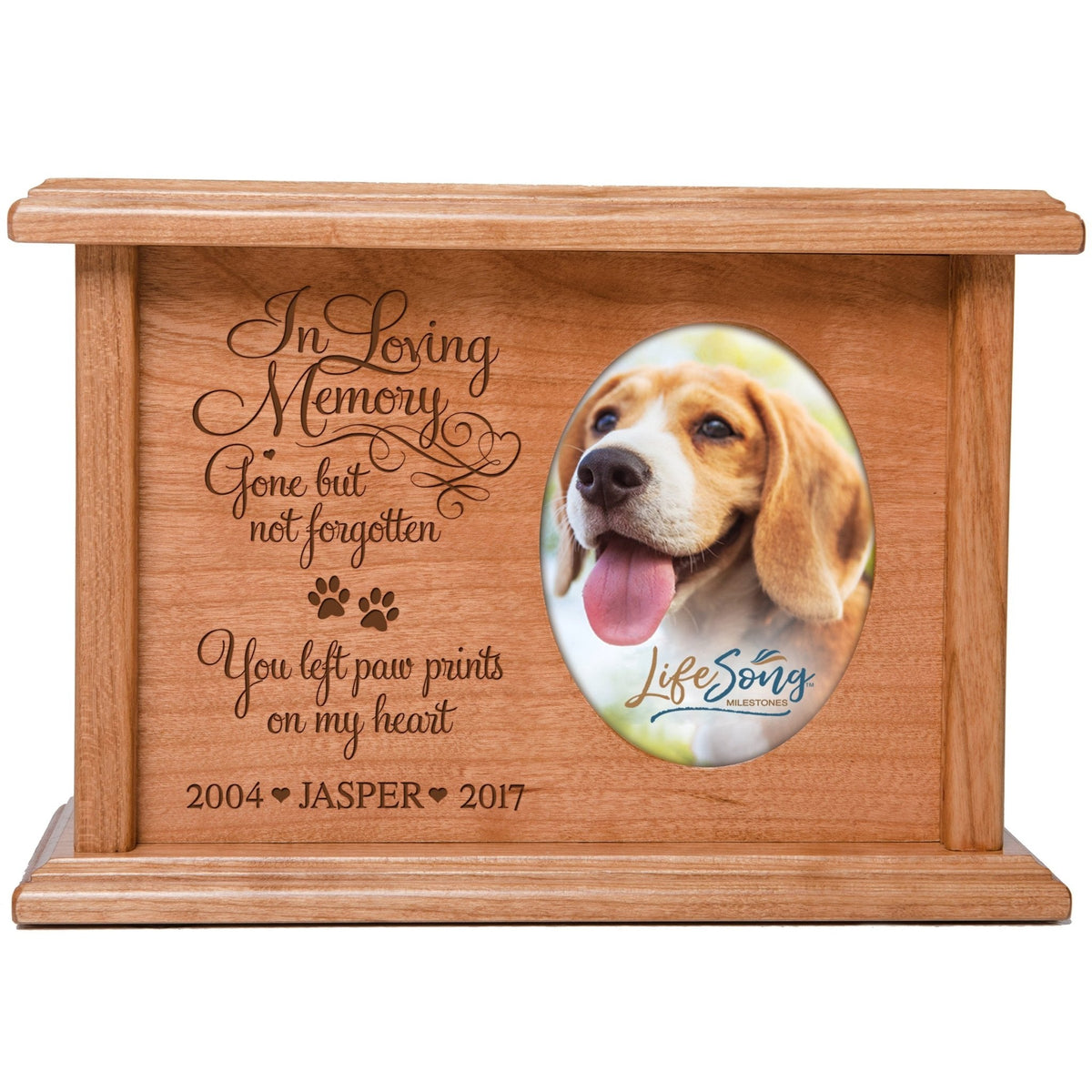 Pet Cremation Keepsake Photo Frame &amp; Urn Box Holds 2x3 Photo You Left - LifeSong Milestones