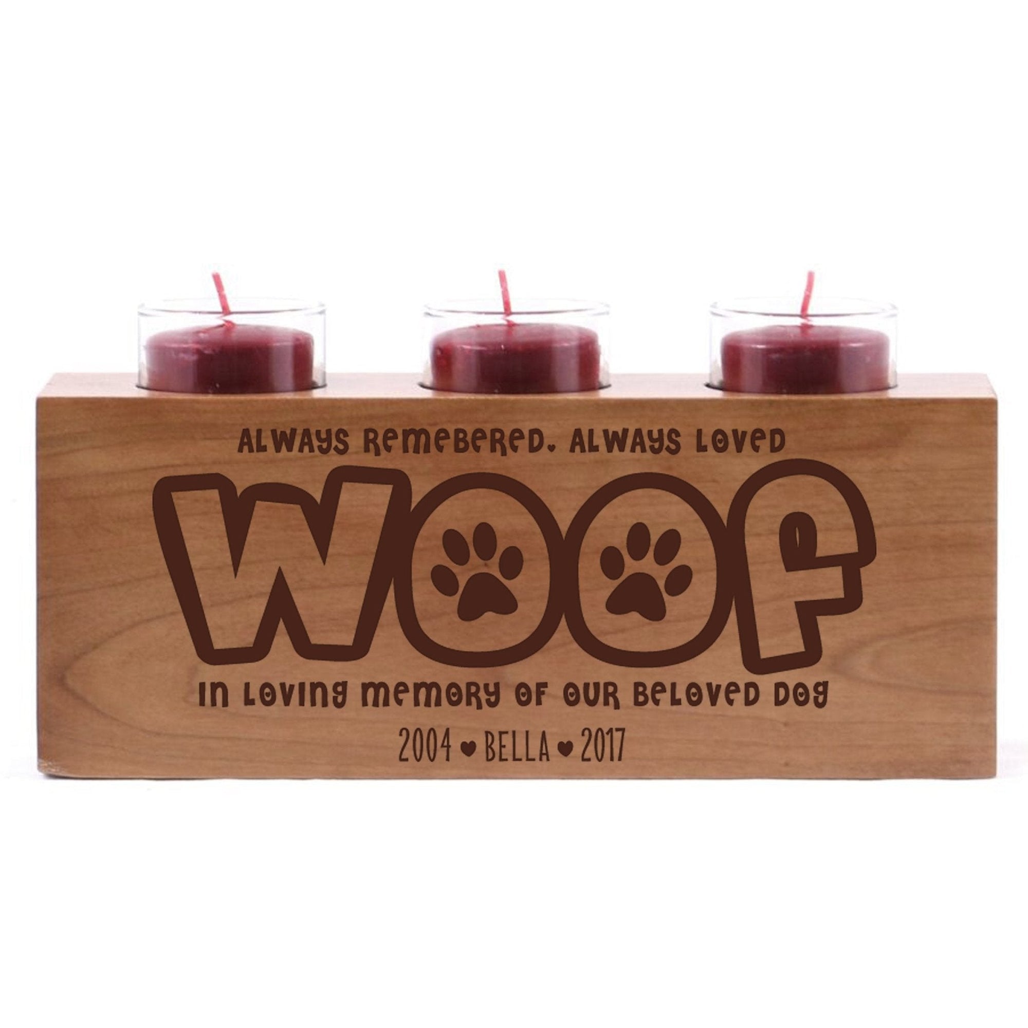 Pet Memorial 3-Hole Candle Holder - Always Remembered, Always Loved - LifeSong Milestones