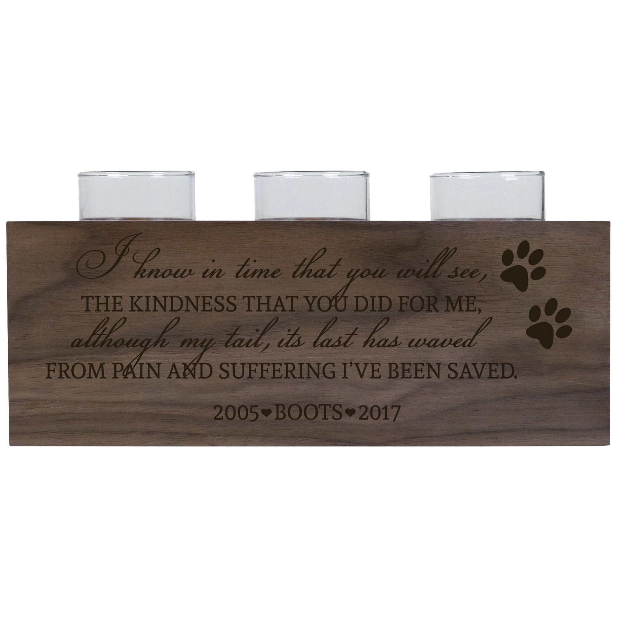 Pet Memorial 3-Hole Candle Holder - I Know In Time - LifeSong Milestones