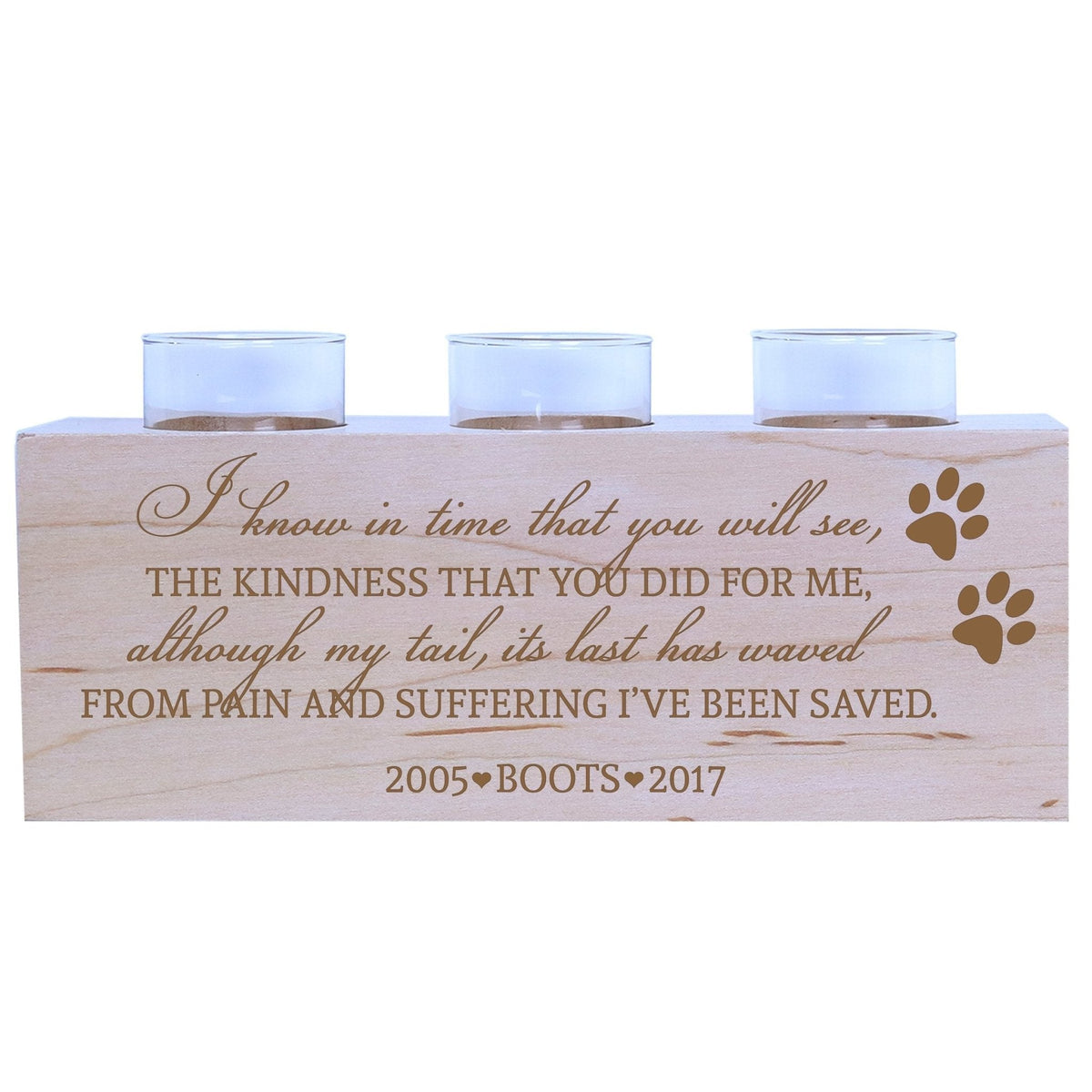 Pet Memorial 3-Hole Candle Holder - I Know In Time - LifeSong Milestones