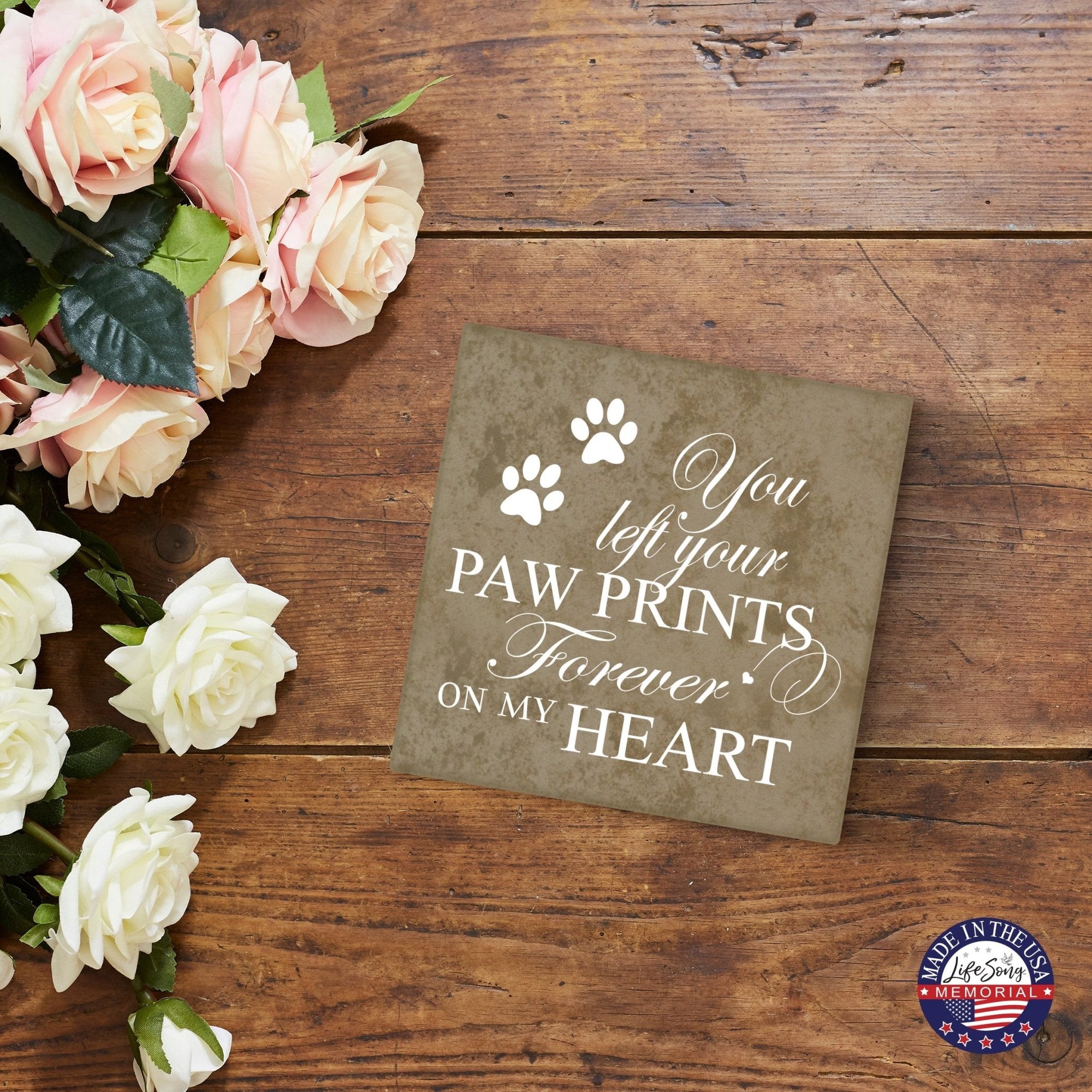 Pet Memorial Ceramic Trivet with Stand for Home Decor - Heaven Sent My Own - LifeSong Milestones