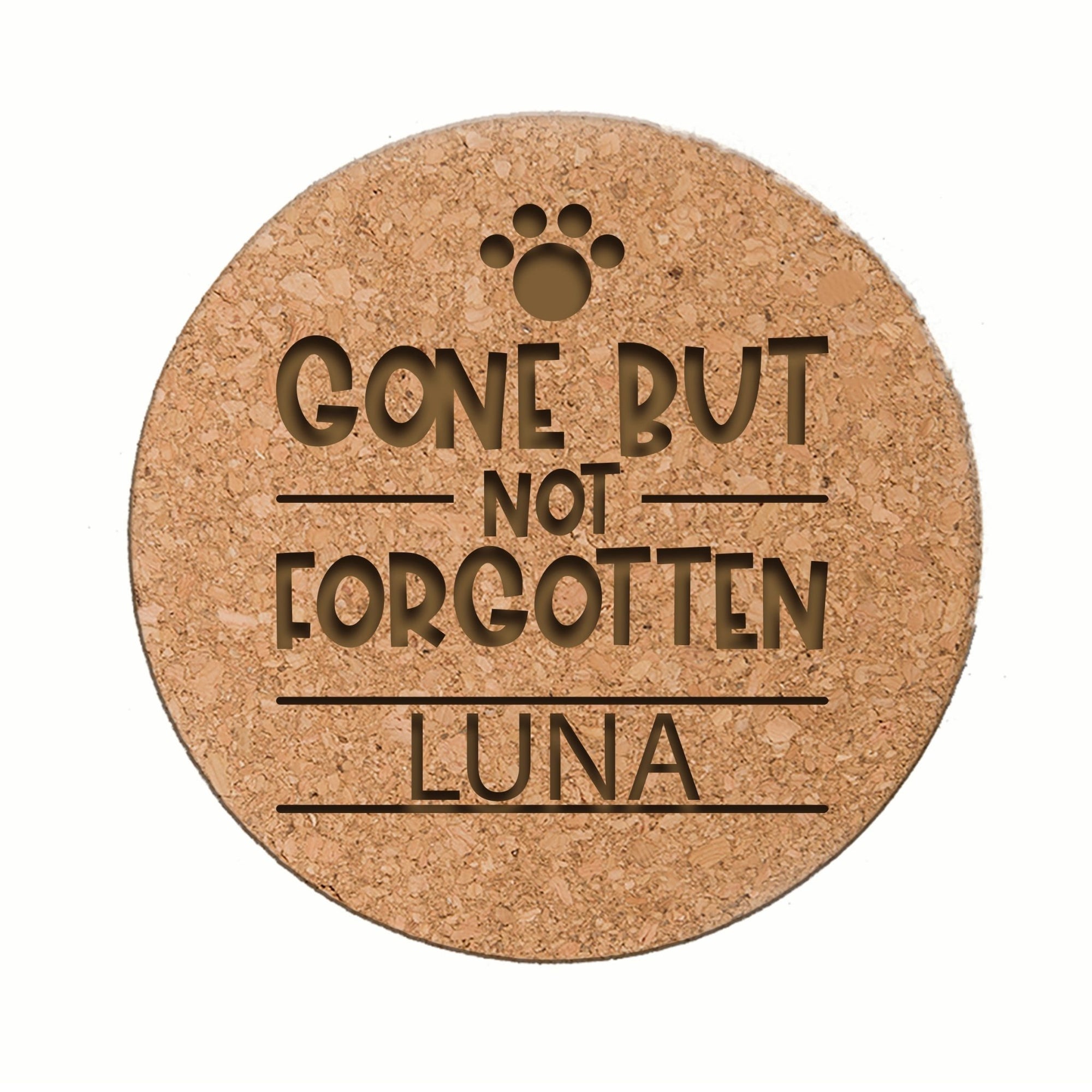 Pet Memorial Cork Trivet - Gone But Not Forgotten (Cat) - LifeSong Milestones