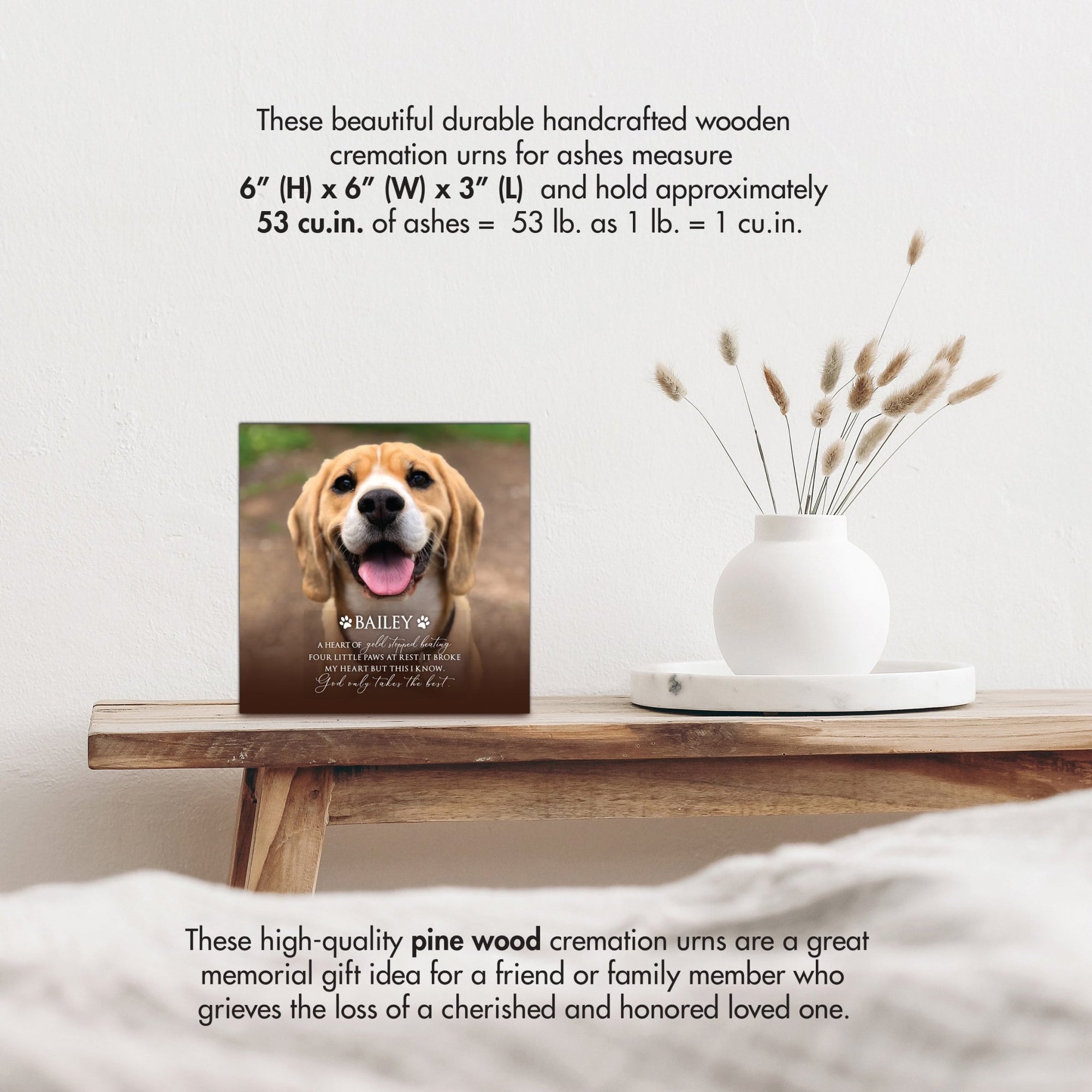 Pet Memorial Custom Photo Shadow Box Cremation Urn - A Heart Of Gold - LifeSong Milestones