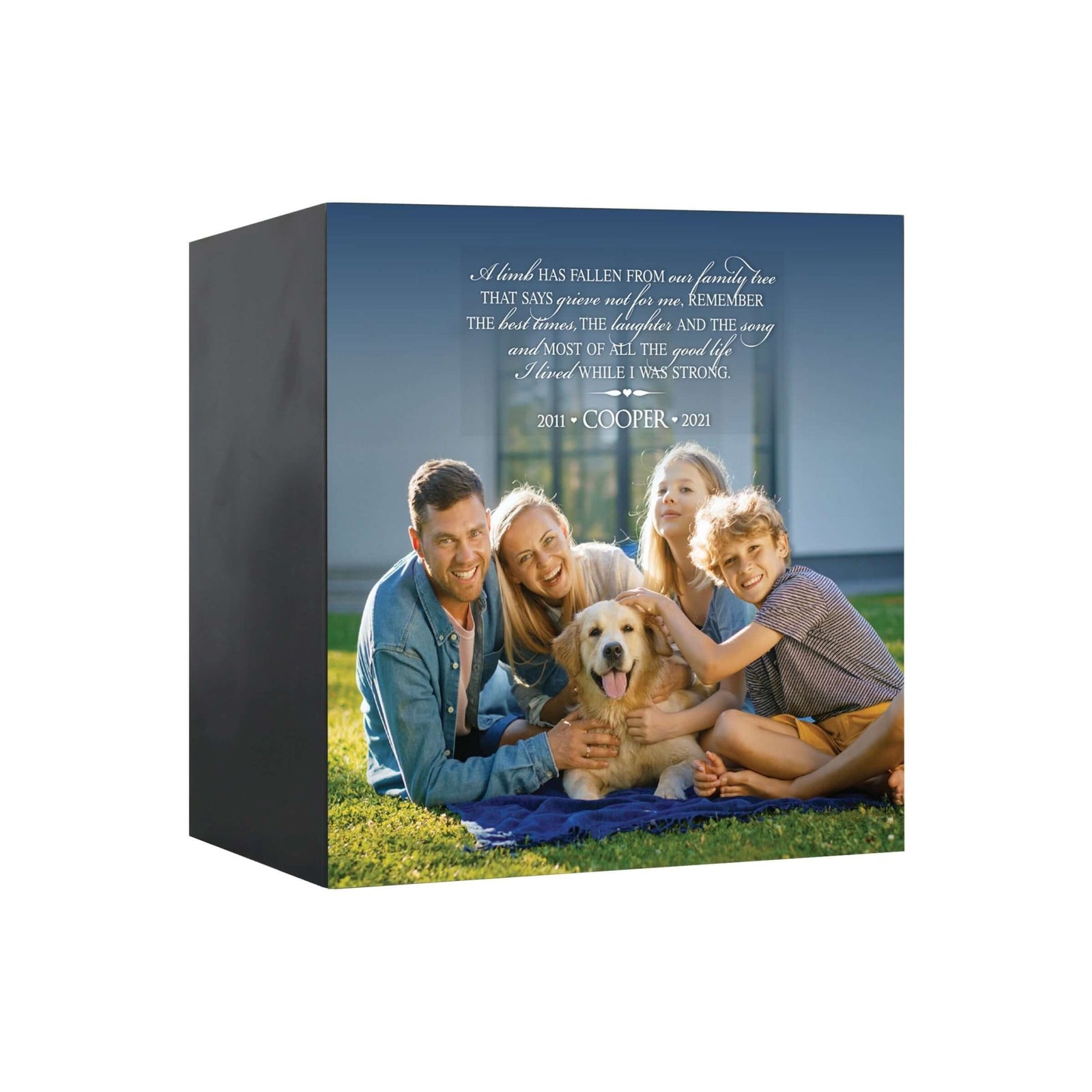 Pet Memorial Custom Photo Shadow Box Cremation Urn - A Limb Has Fallen From Our Family Tree - LifeSong Milestones