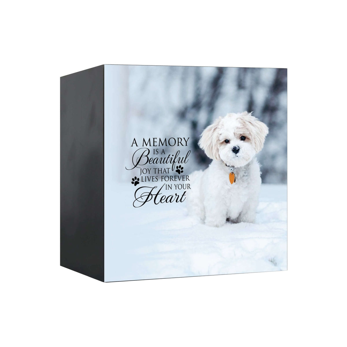 Pet Memorial Custom Photo Shadow Box Cremation Urn - A Memory Is A Beautiful Joy - LifeSong Milestones