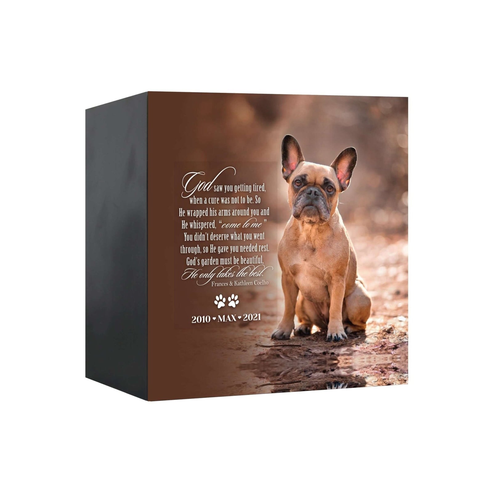 Pet Memorial Custom Photo Shadow Box Cremation Urn - God Saw You Getting Tired - LifeSong Milestones