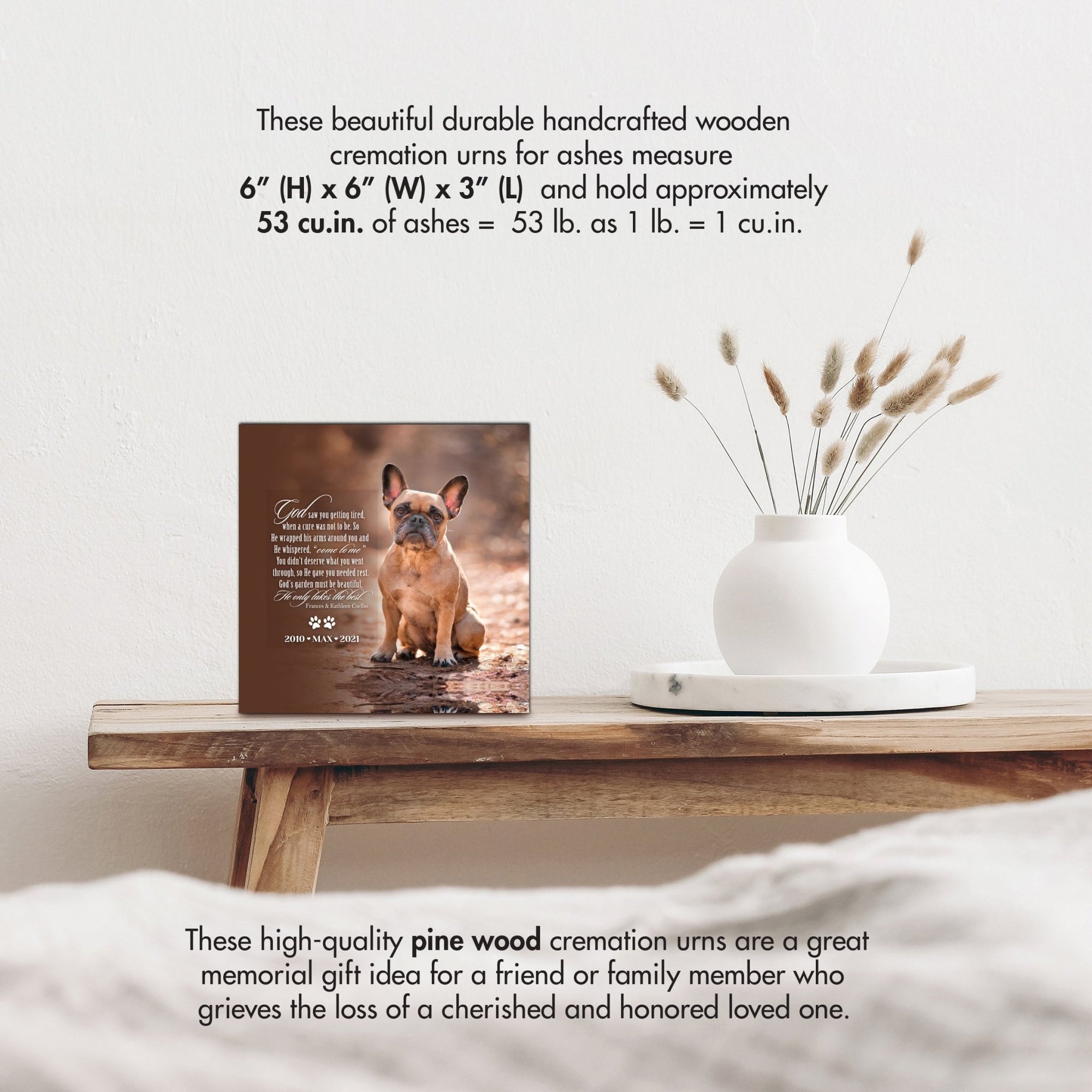 Pet Memorial Custom Photo Shadow Box Cremation Urn - God Saw You Getting Tired - LifeSong Milestones