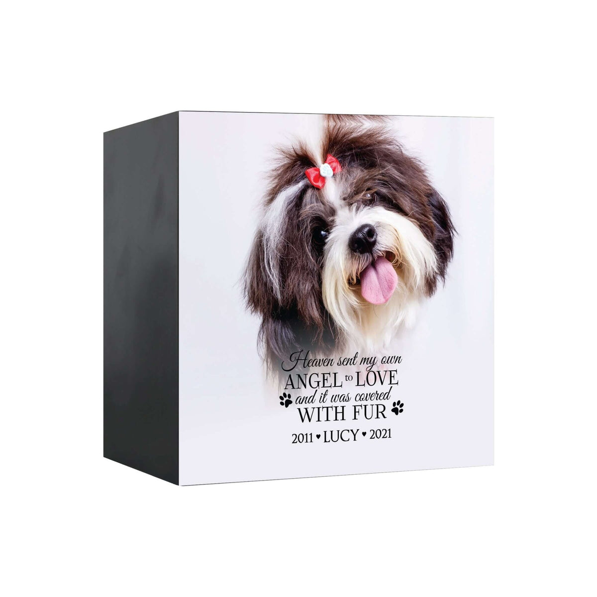 Pet Memorial Custom Photo Shadow Box Cremation Urn - Heaven Sent My Own Angel - LifeSong Milestones