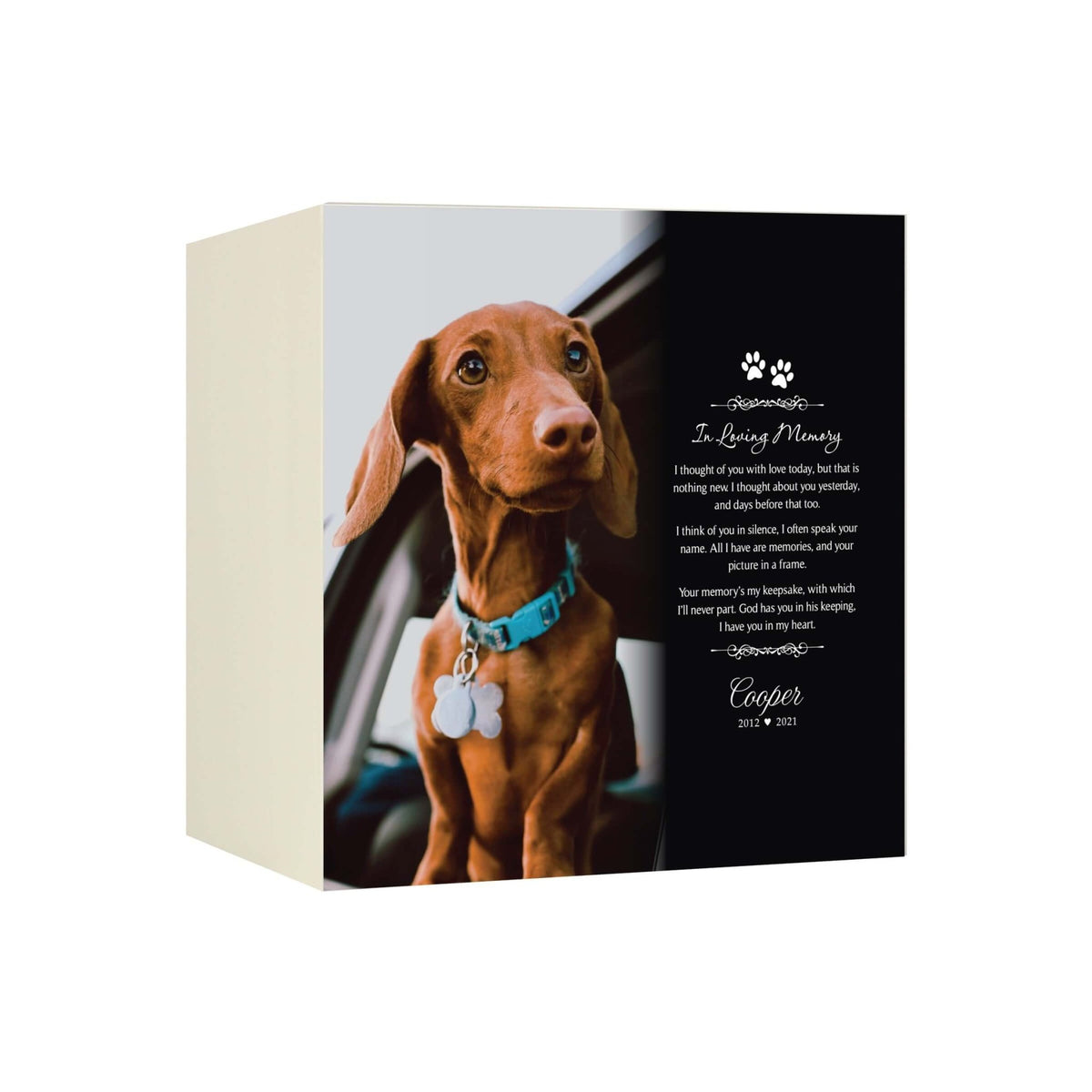 Pet Memorial Custom Photo Shadow Box Cremation Urn - In Loving Memory - LifeSong Milestones