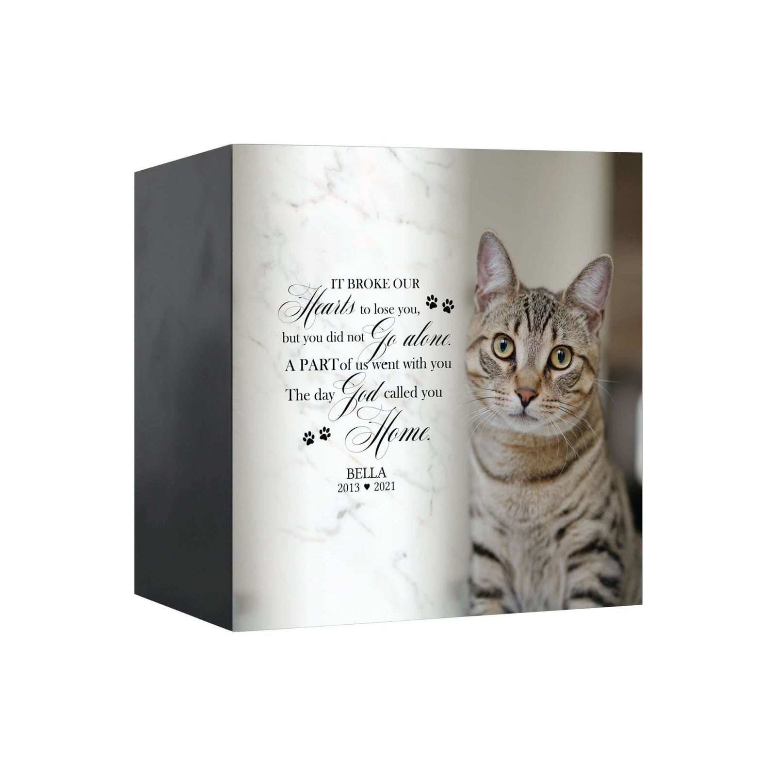 Pet Memorial Custom Photo Shadow Box Cremation Urn - It Broke Our Hearts To Lose You - LifeSong Milestones