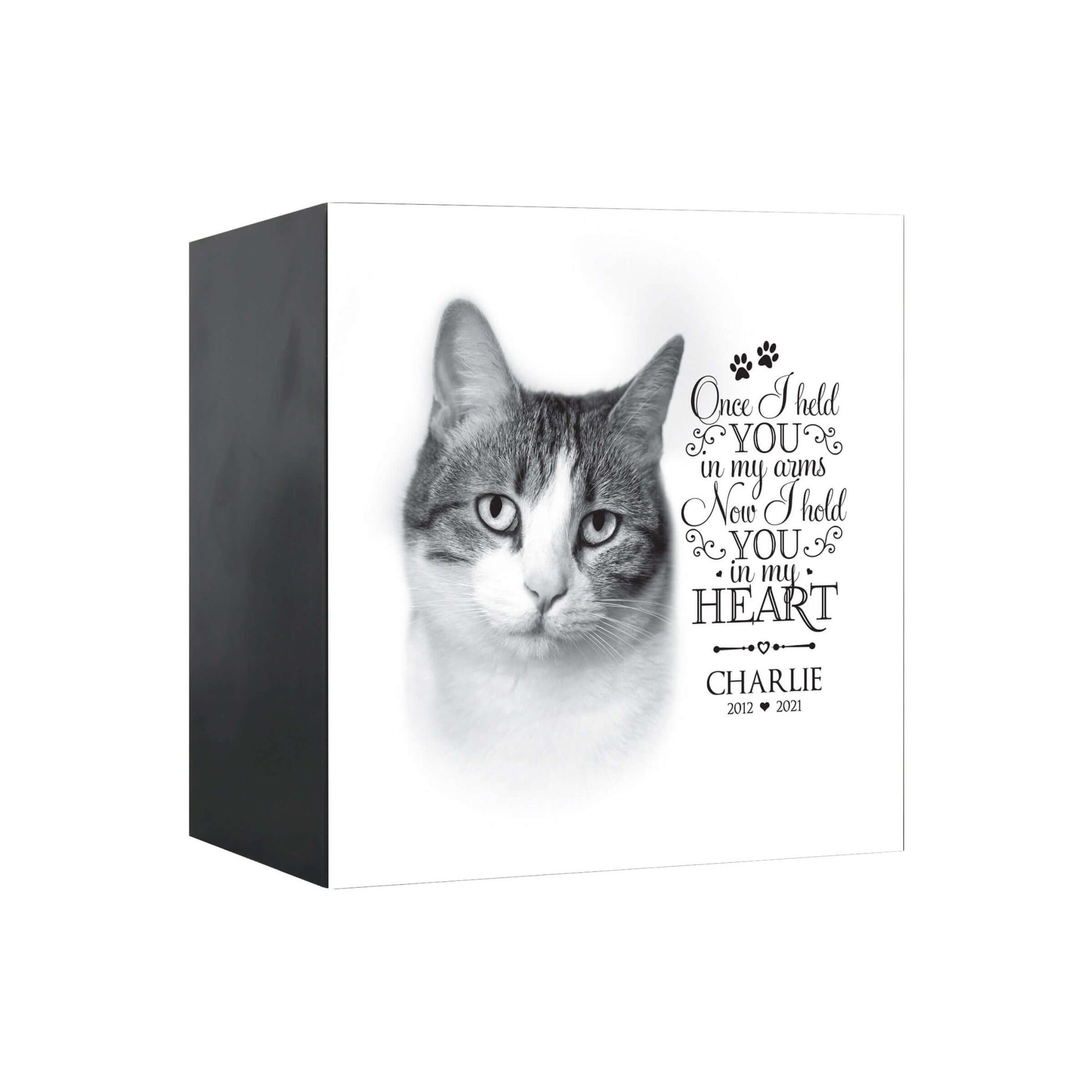 Pet Memorial Custom Photo Shadow Box Cremation Urn - Once I Held You In My Arms - LifeSong Milestones