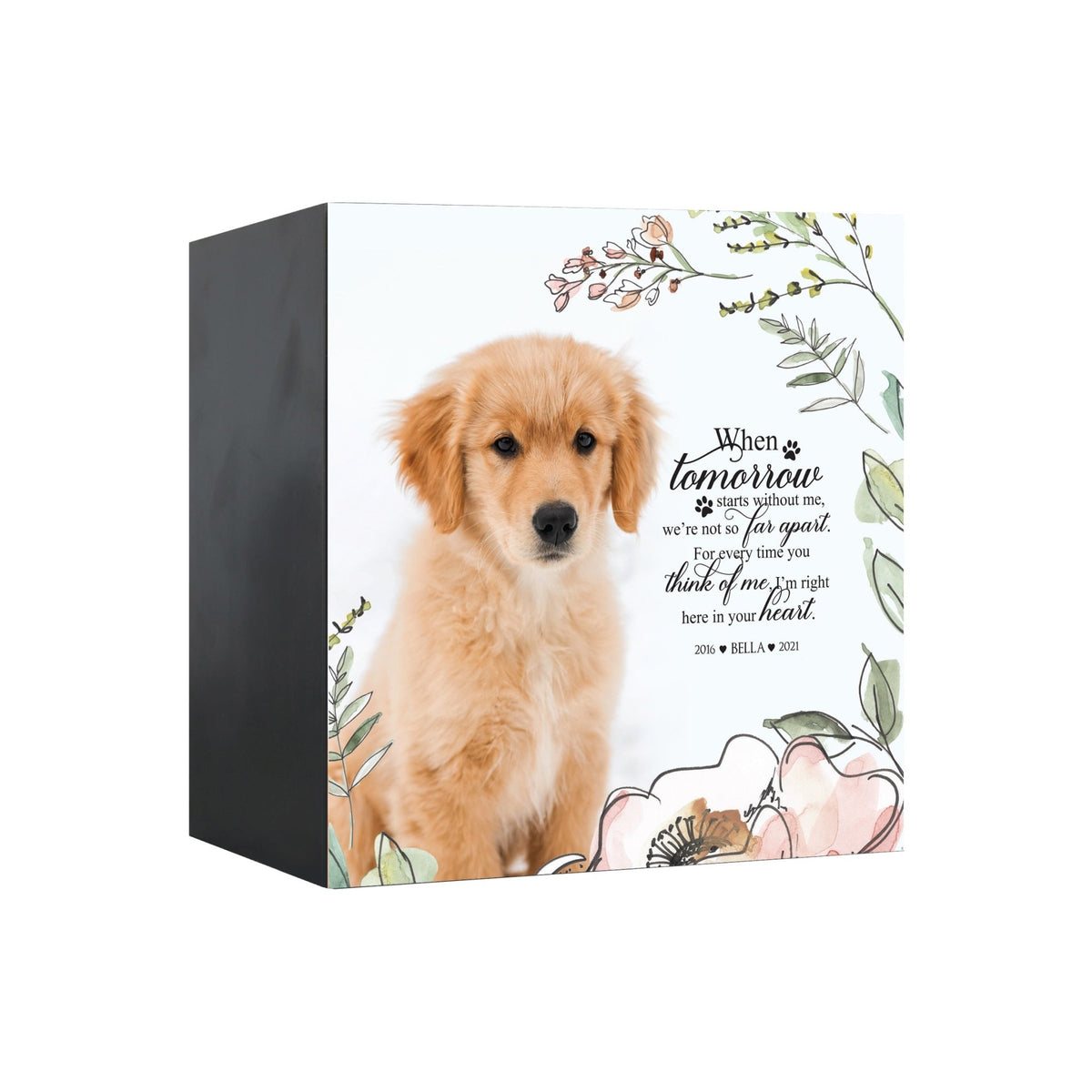 Pet Memorial Custom Photo Shadow Box Cremation Urn - When Tomorrow Starts Without Me - LifeSong Milestones