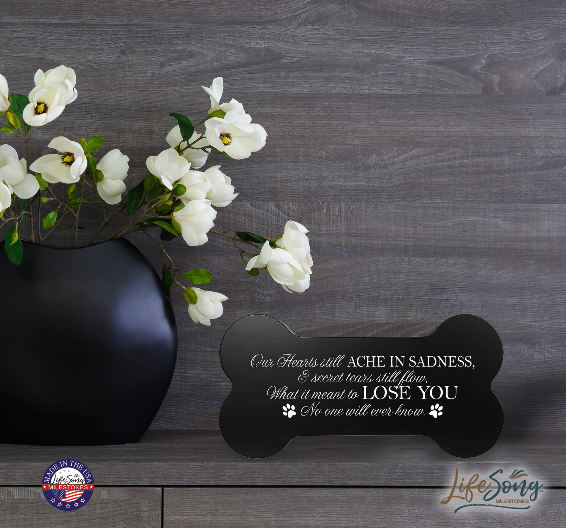 Pet Memorial Dog Bone Cremation Urn for Dog - Our Hearts Still Ache - LifeSong Milestones