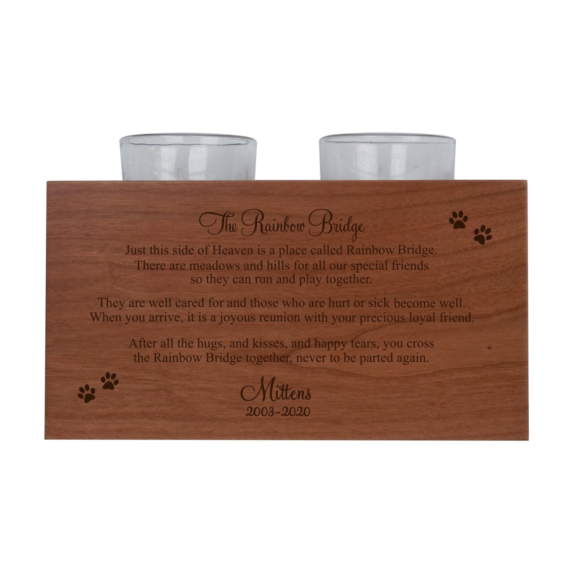 Pet Memorial Double Candle Holder - The Rainbow Bridge - LifeSong Milestones