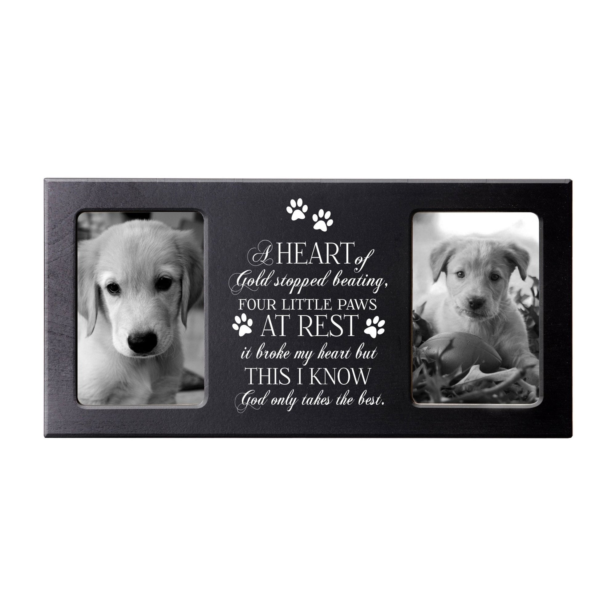 Pet Memorial Double Picture Frame - A Heart of Gold - LifeSong Milestones