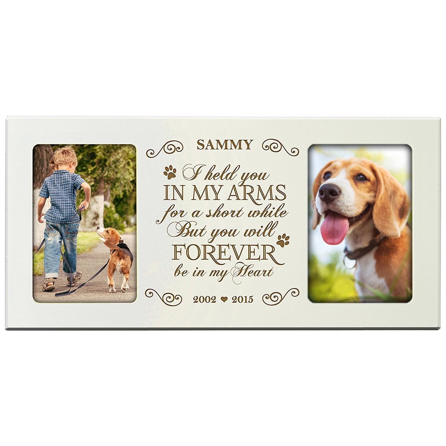 Pet Memorial Double Picture Frame - I Held You In My Arms - LifeSong Milestones